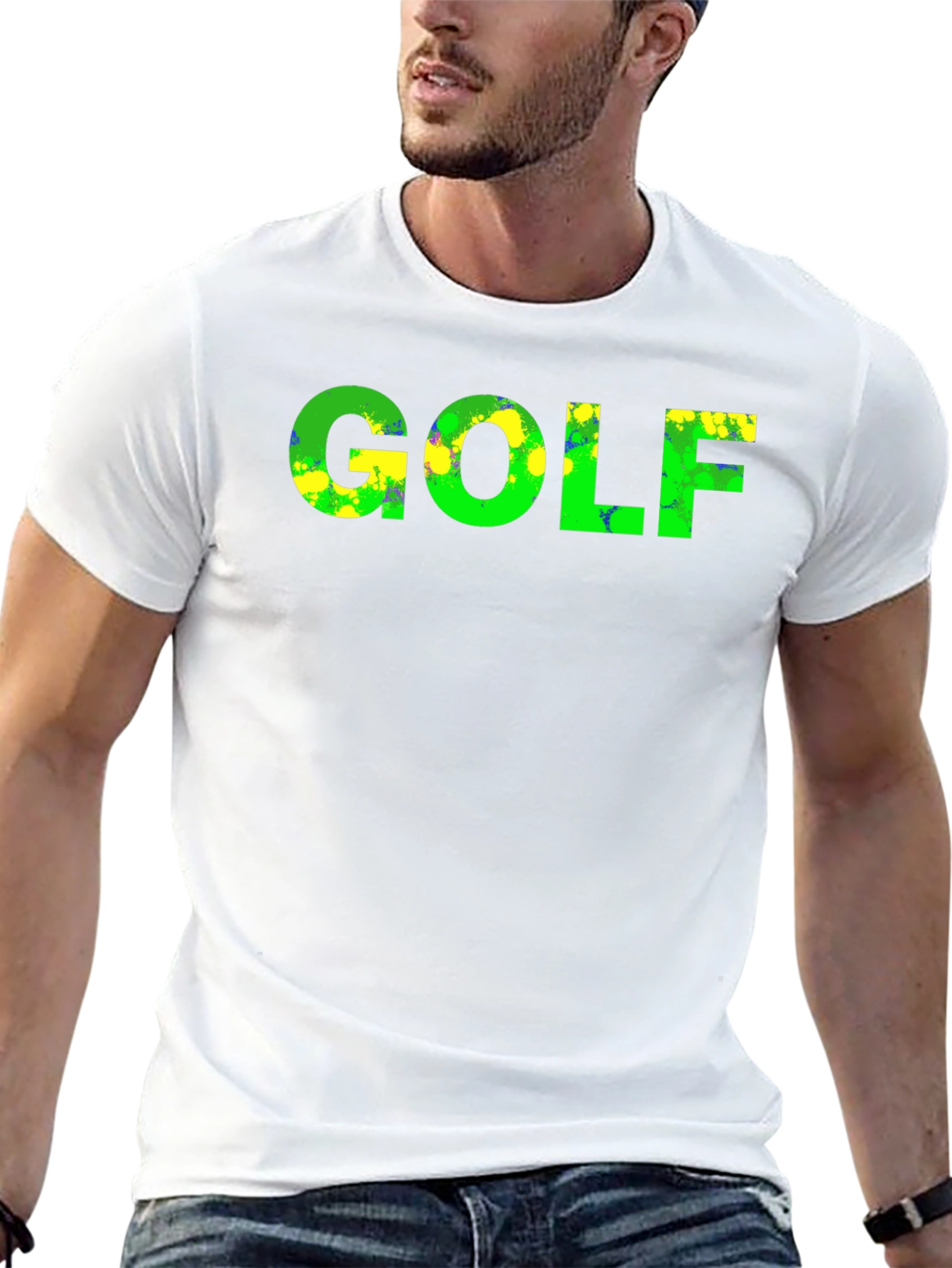Golf Graphic T-Shirt - Green & Yellow Design