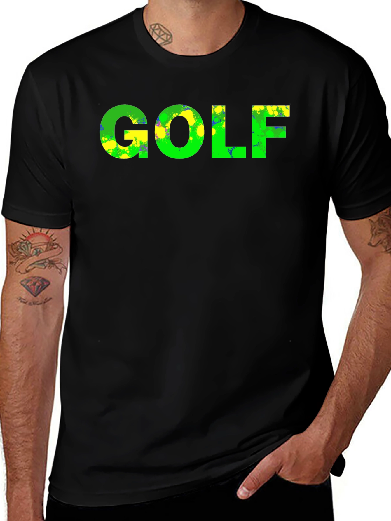 Golf Graphic T-Shirt - Green & Yellow Design