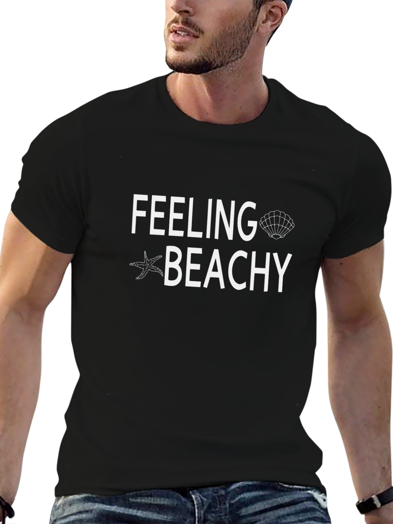 Feeling Beachy Black Graphic Tee - Summer Vibes