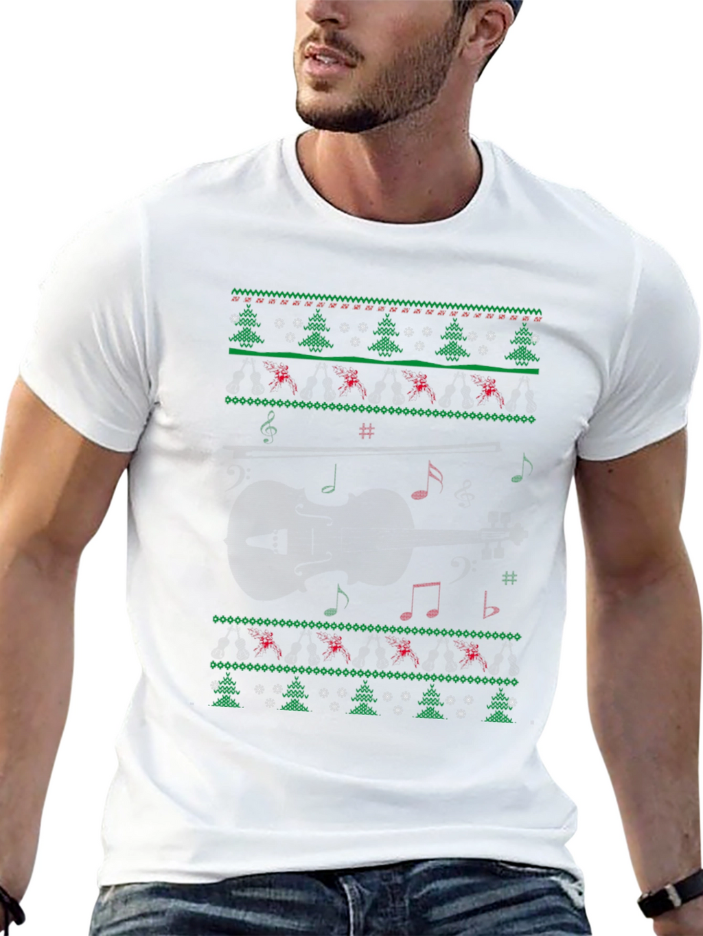 Musical Violin Christmas Ugly Sweater T-Shirt