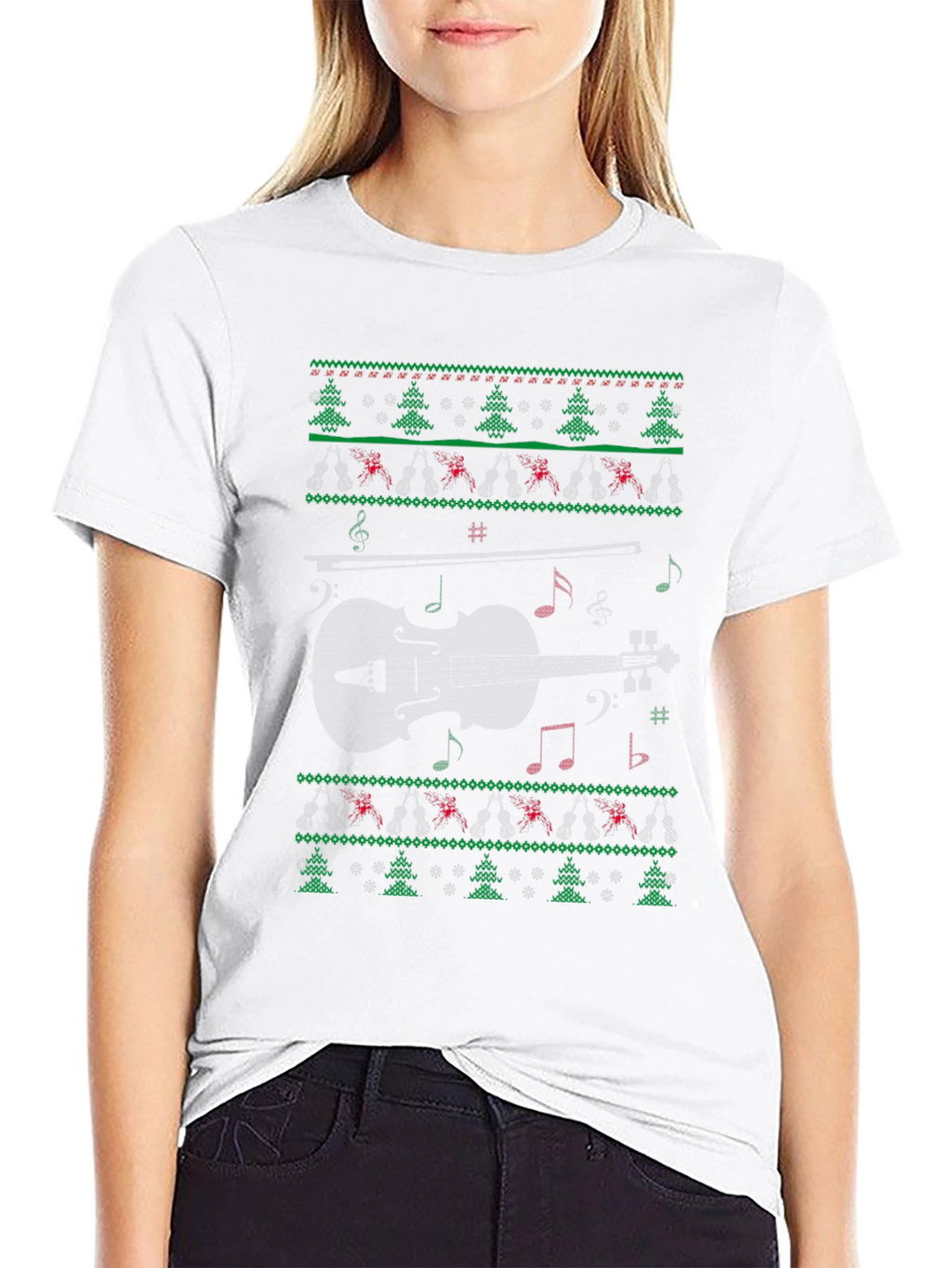 Musical Violin Christmas Ugly Sweater T-Shirt