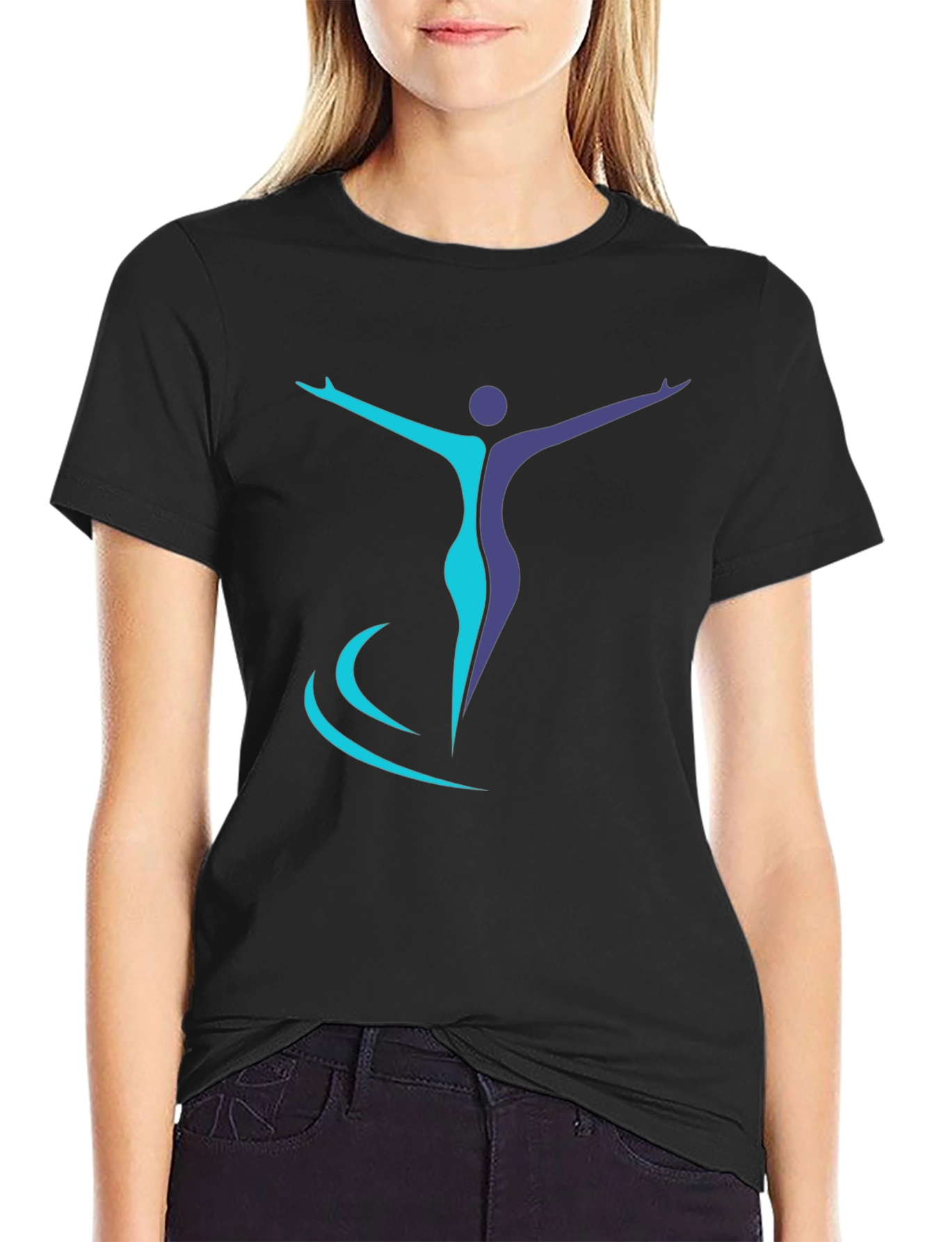 Artistic Figure Graphic Black T-Shirt