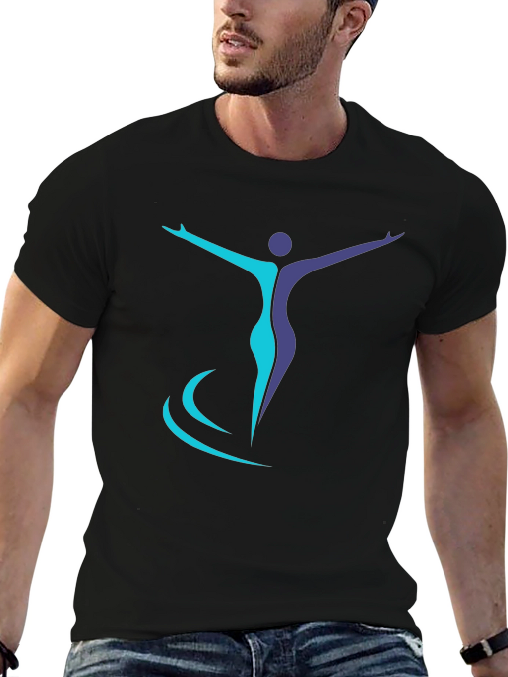 Artistic Figure Graphic Black T-Shirt