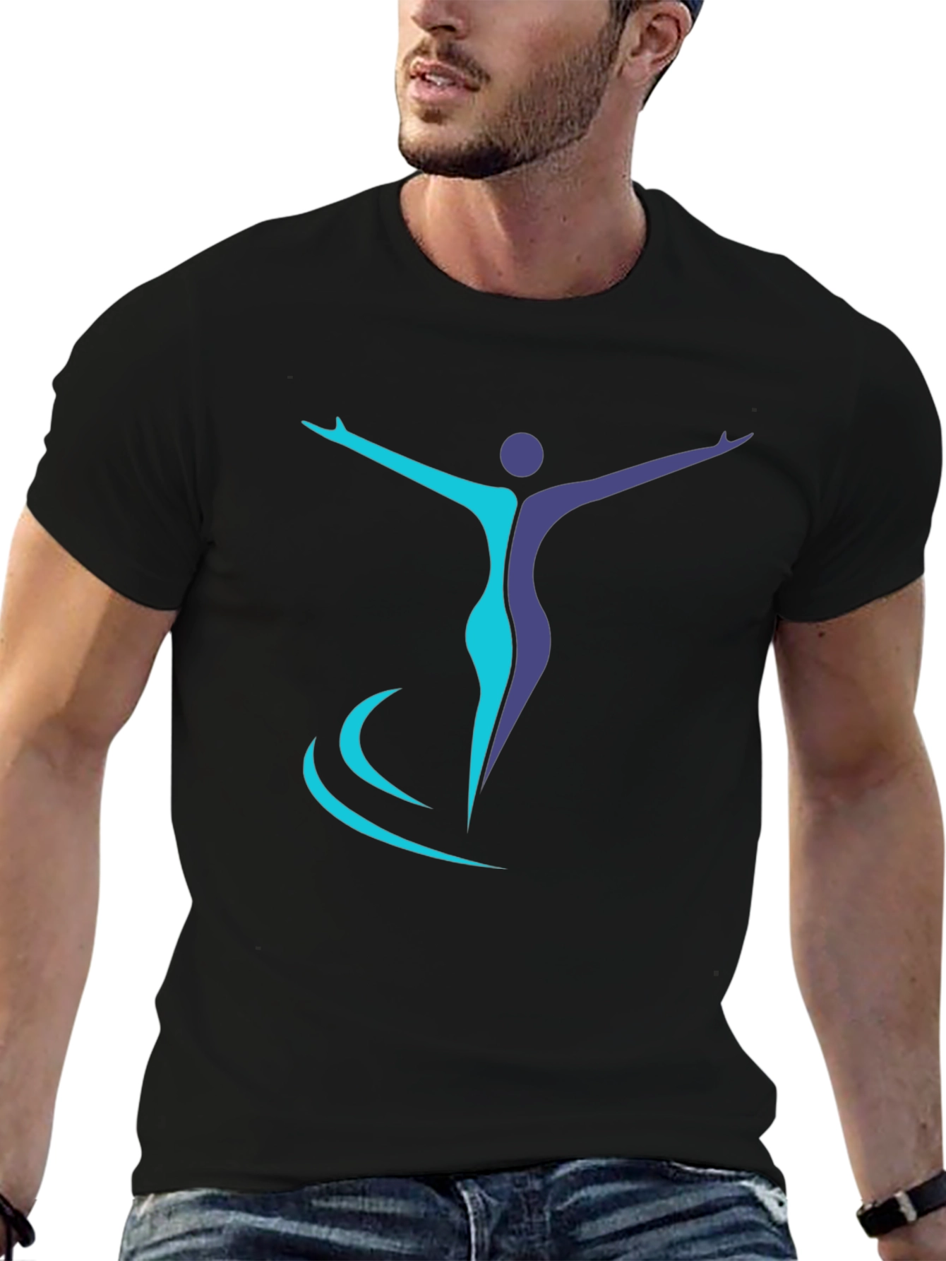 Artistic Figure Graphic Black T-Shirt
