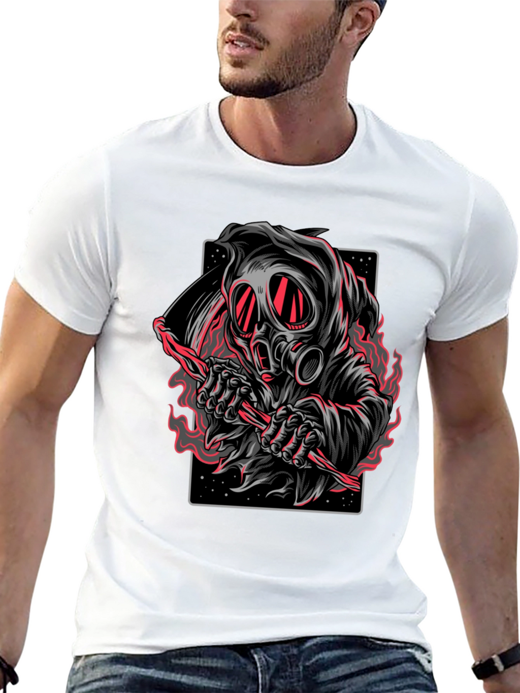 Grim Reaper Gas Mask Graphic T-Shirt
