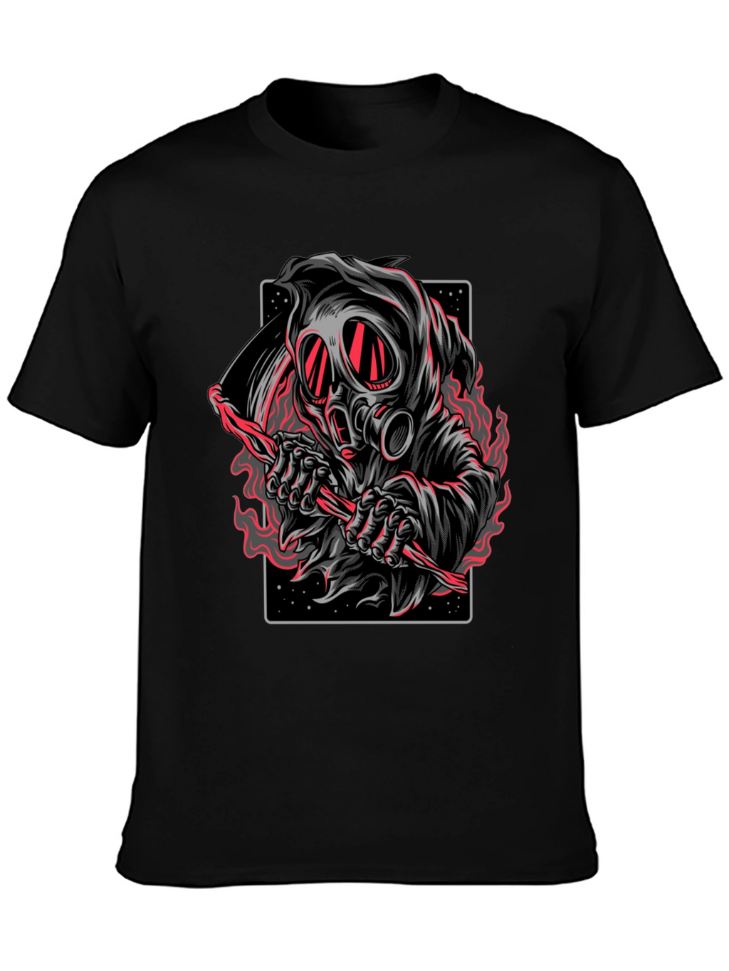 Grim Reaper Gas Mask Graphic T-Shirt