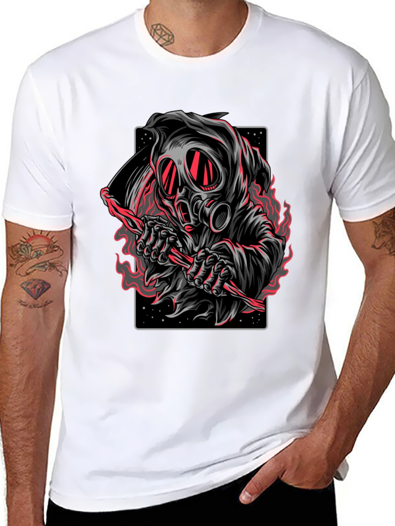 Grim Reaper Gas Mask Graphic T-Shirt