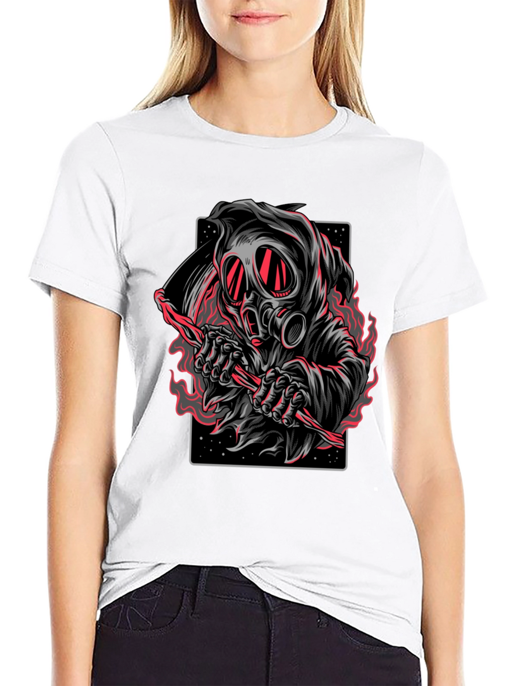 Grim Reaper Gas Mask Graphic T-Shirt