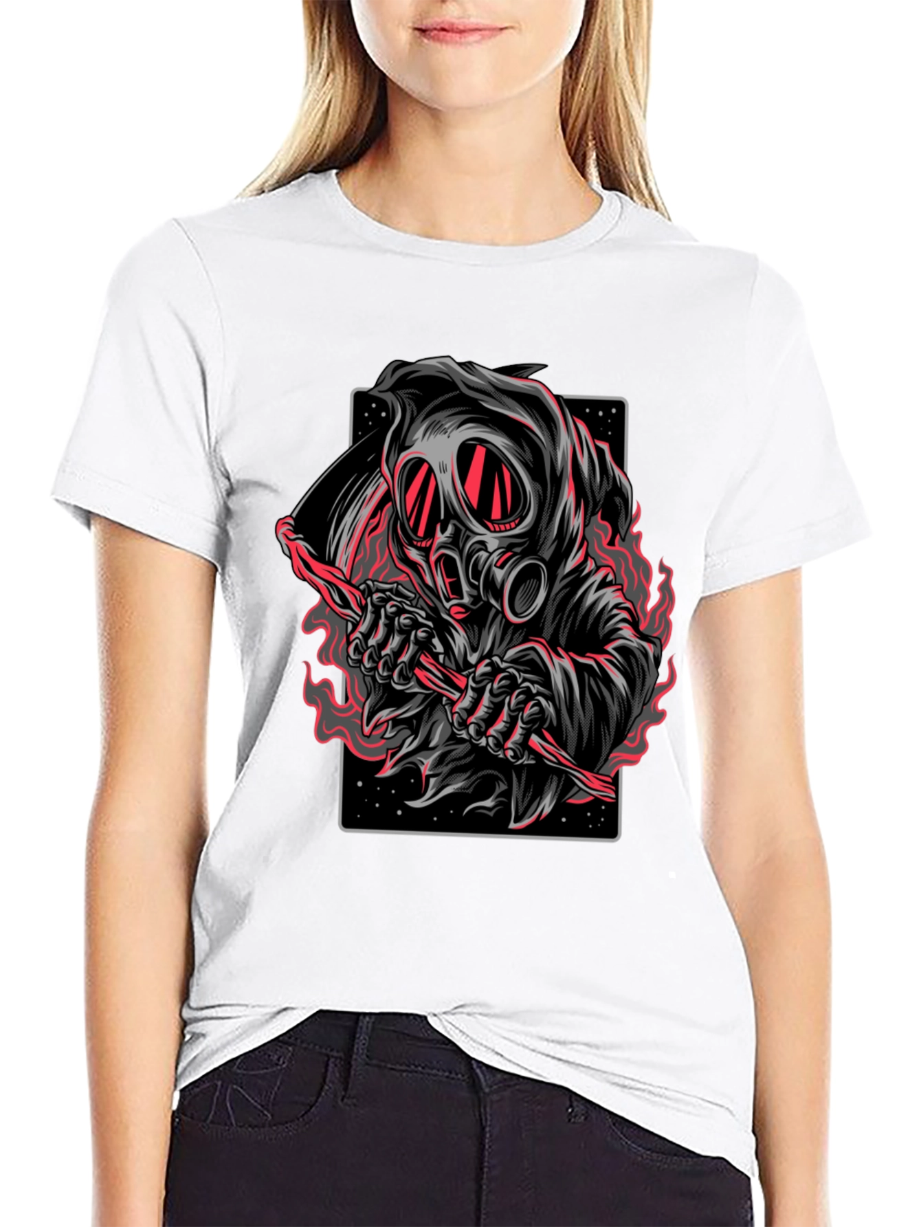 Grim Reaper Gas Mask Graphic T-Shirt