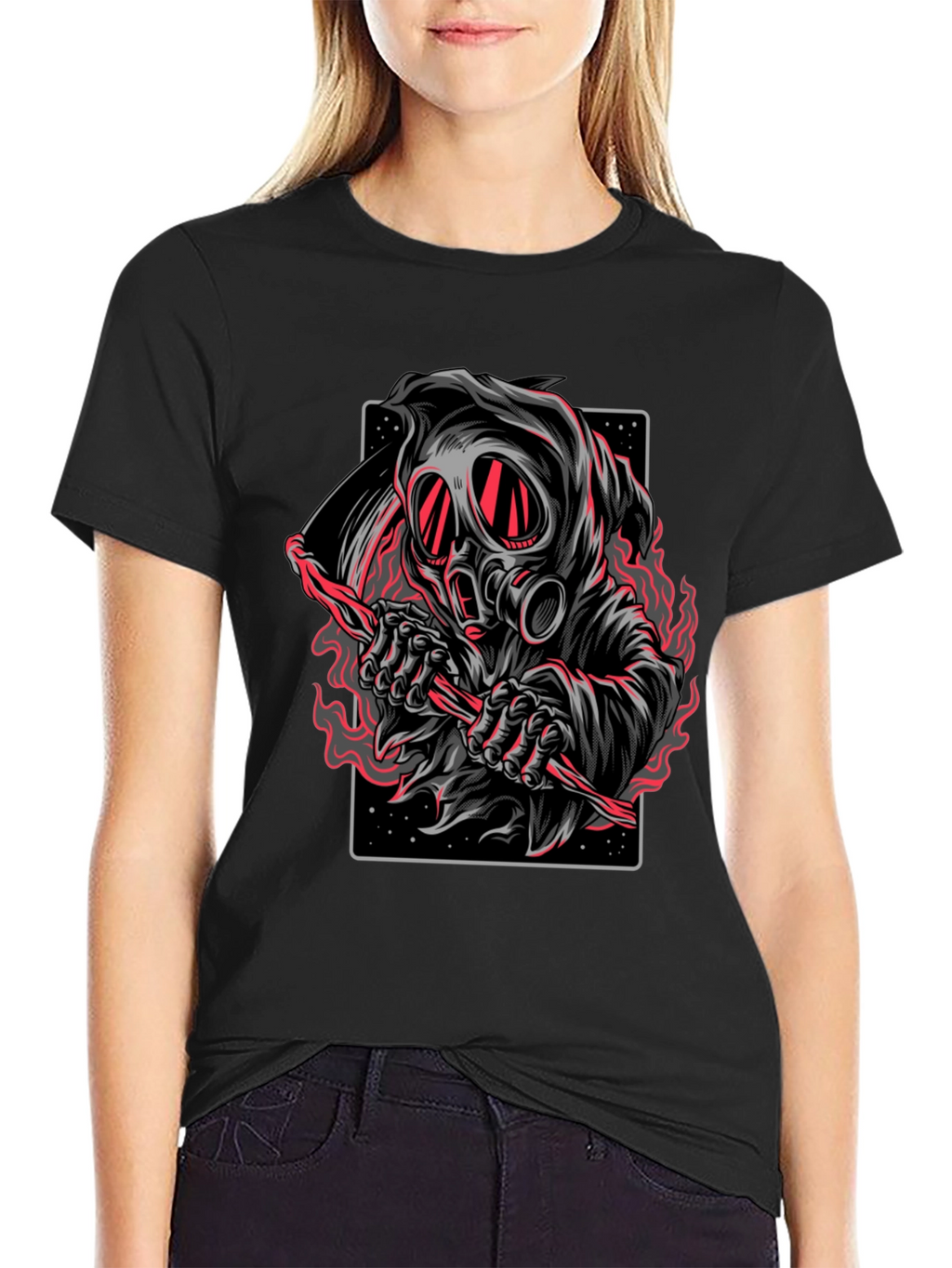 Grim Reaper Gas Mask Graphic T-Shirt