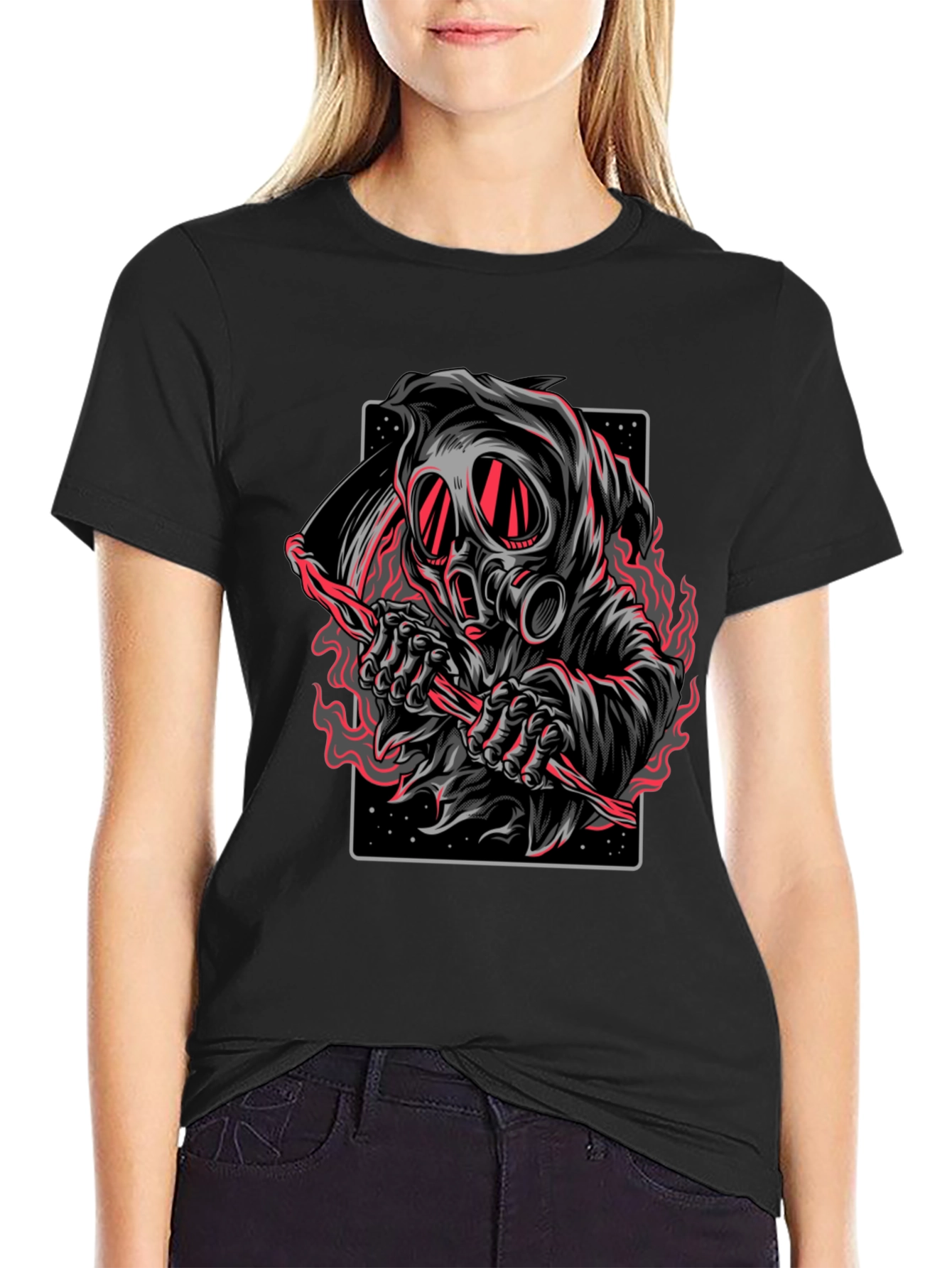 Grim Reaper Gas Mask Graphic T-Shirt