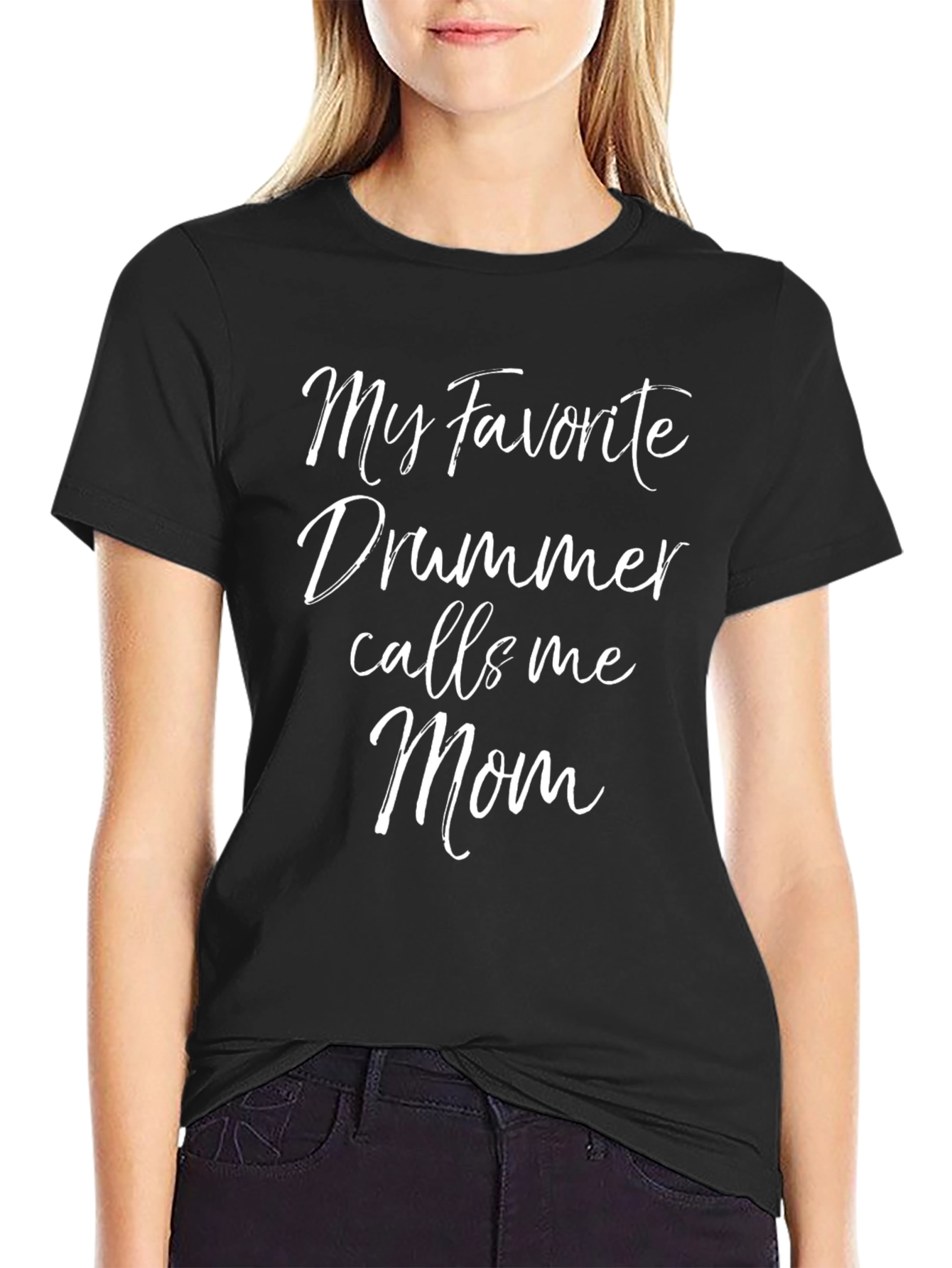 My Favorite Drummer Calls Me Mom Black T-Shirt
