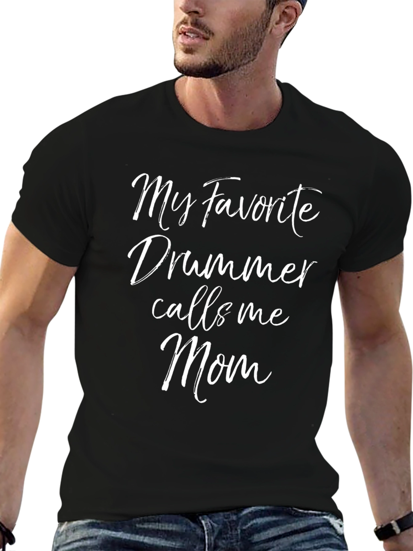 My Favorite Drummer Calls Me Mom Black T-Shirt