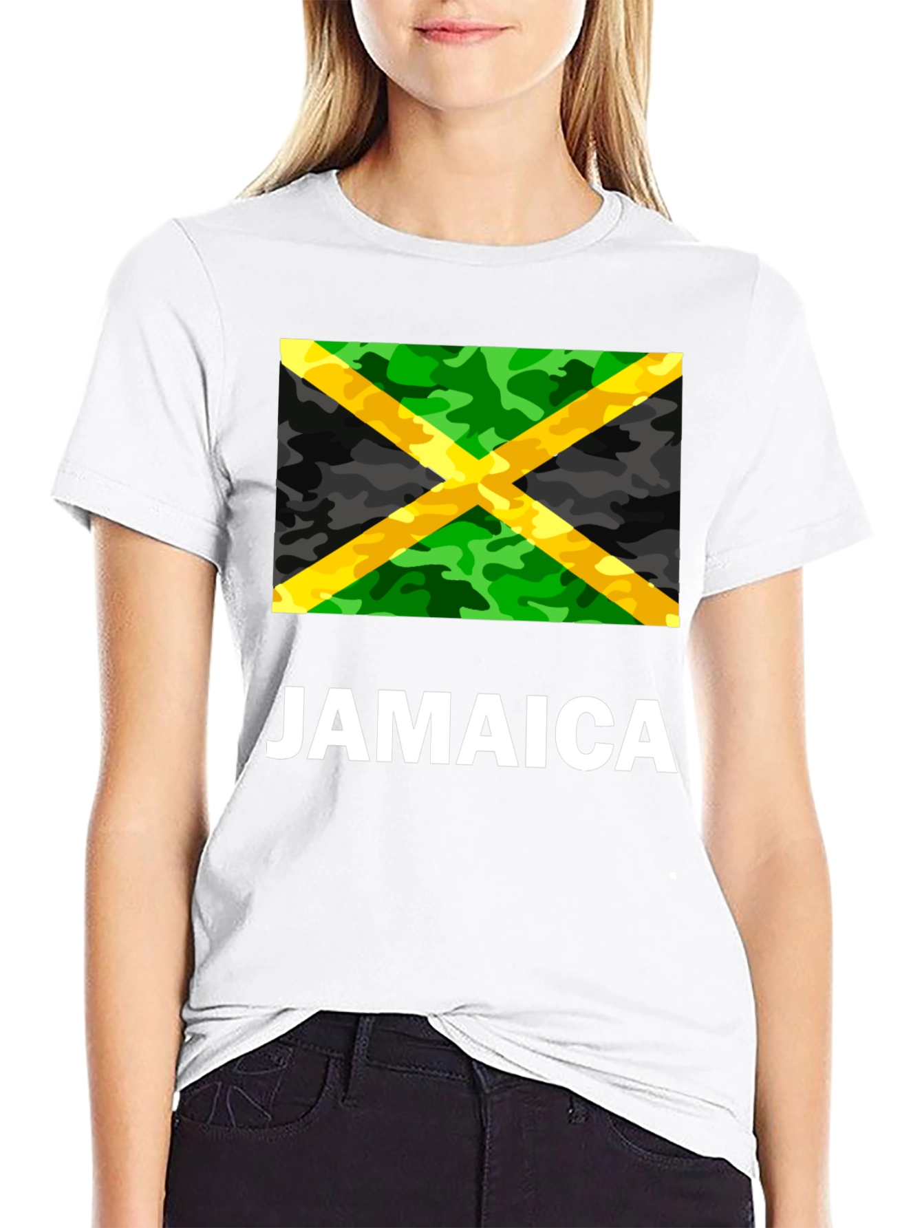 Jamaica Flag Camo Print T-Shirt