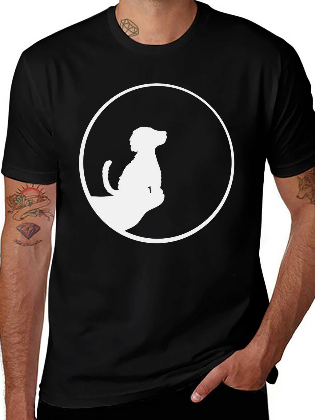 Dog Silhouette Graphic Tee - Stylish Black T-Shirt