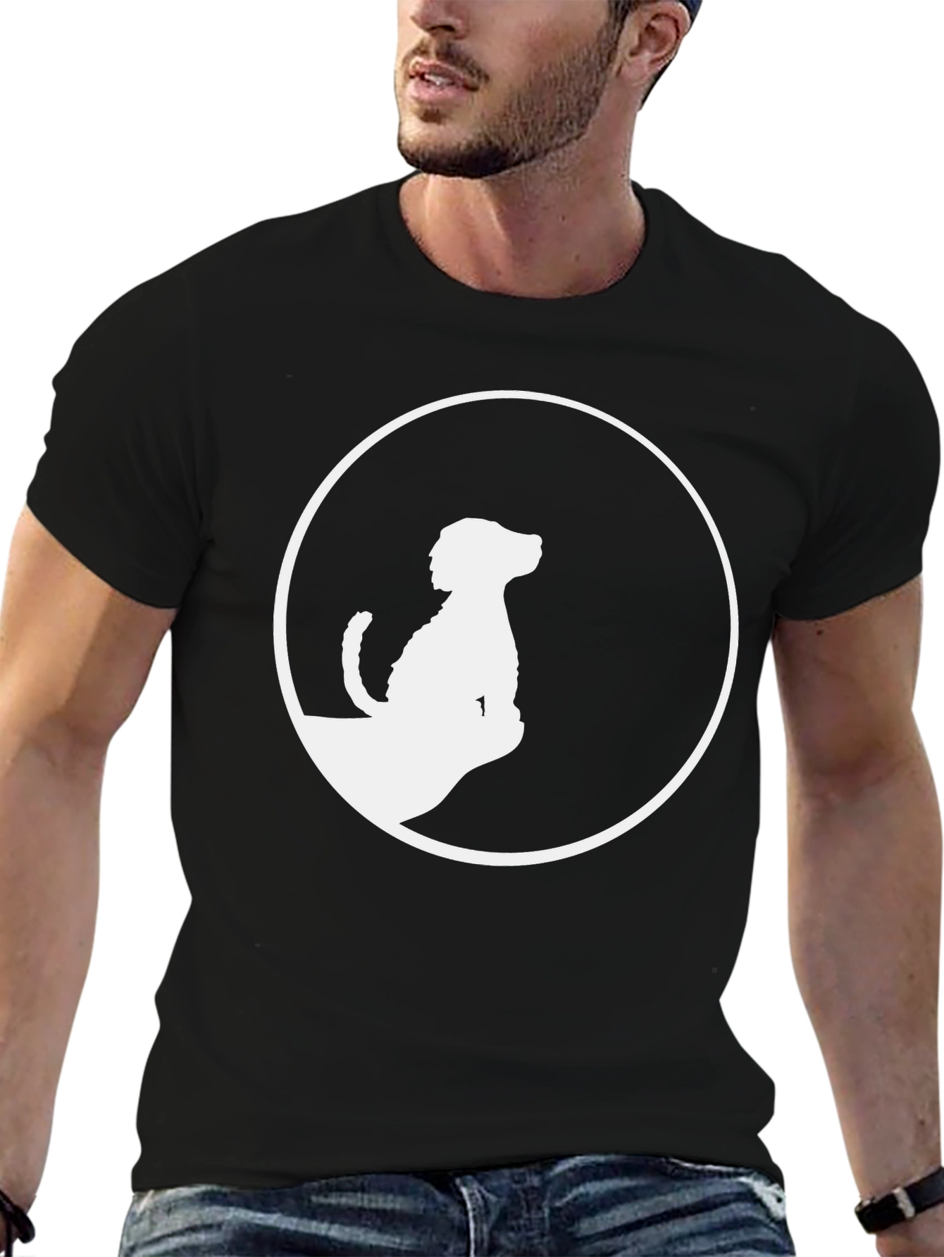 Dog Silhouette Graphic Tee - Stylish Black T-Shirt