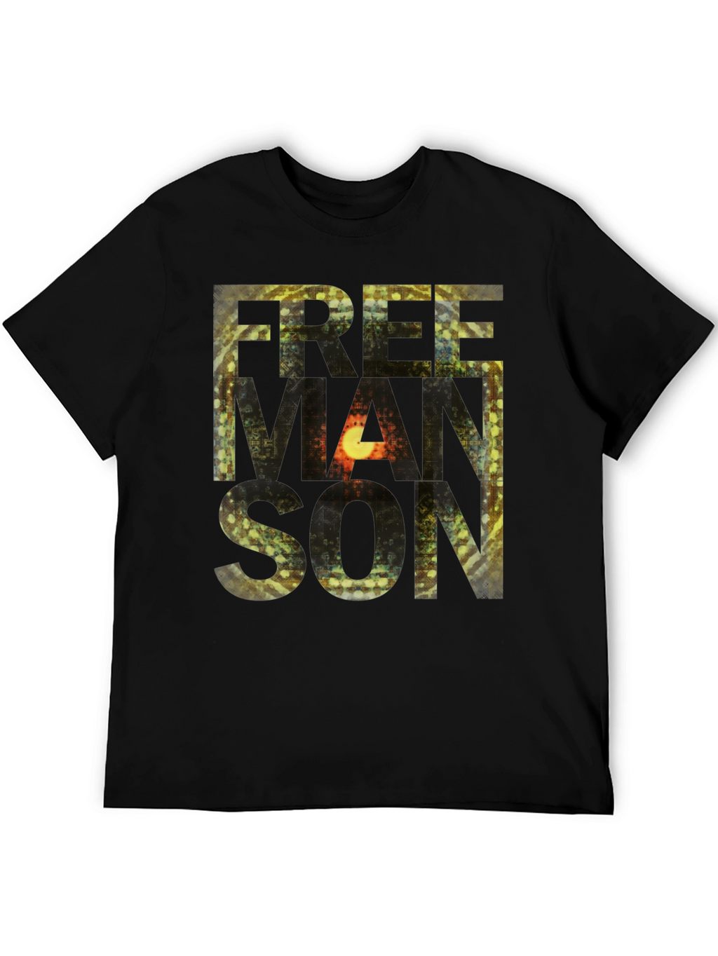 Freemanson Mens Black Graphic T-Shirt