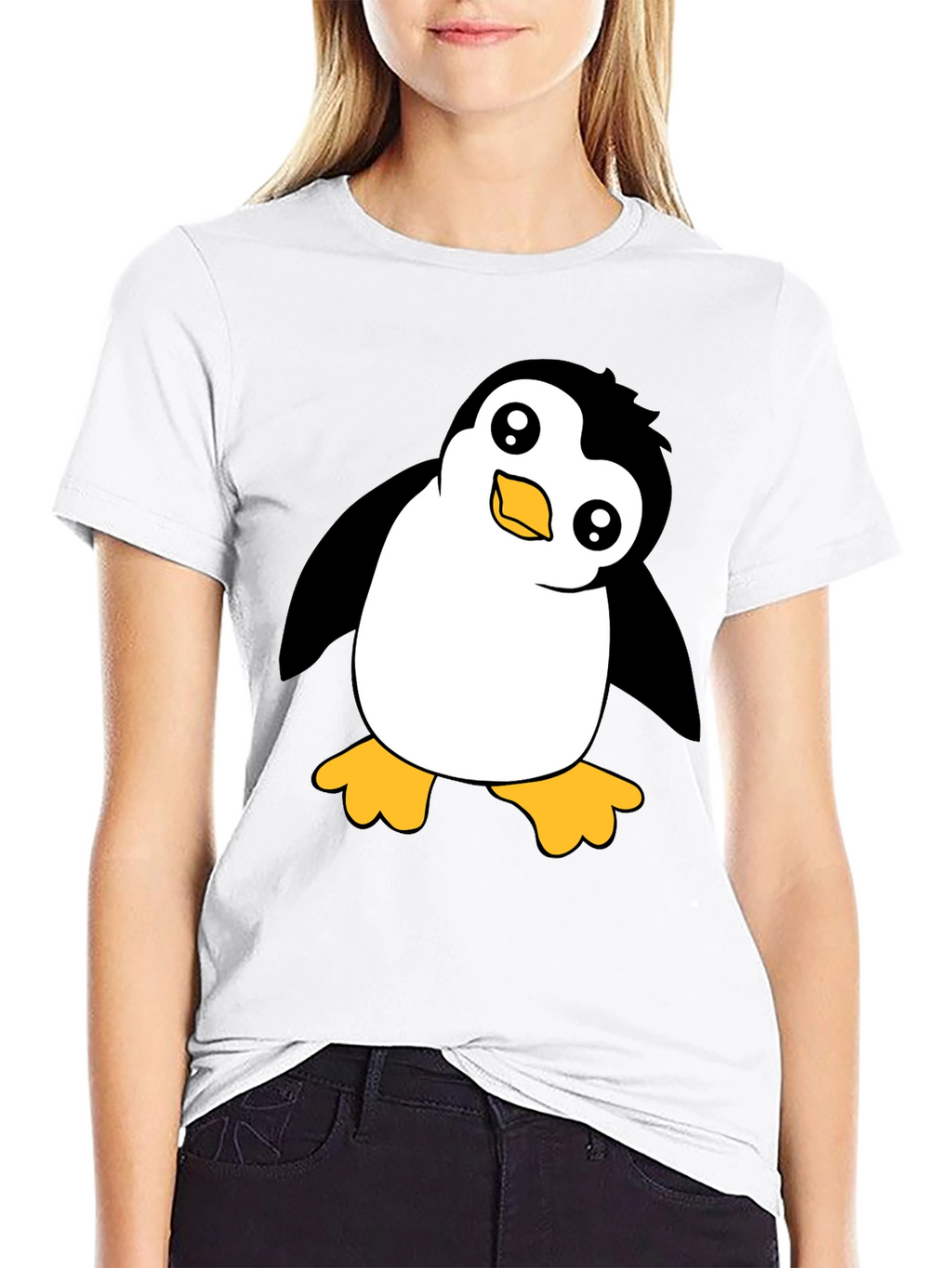 Cute Penguin Graphic Black T-Shirt
