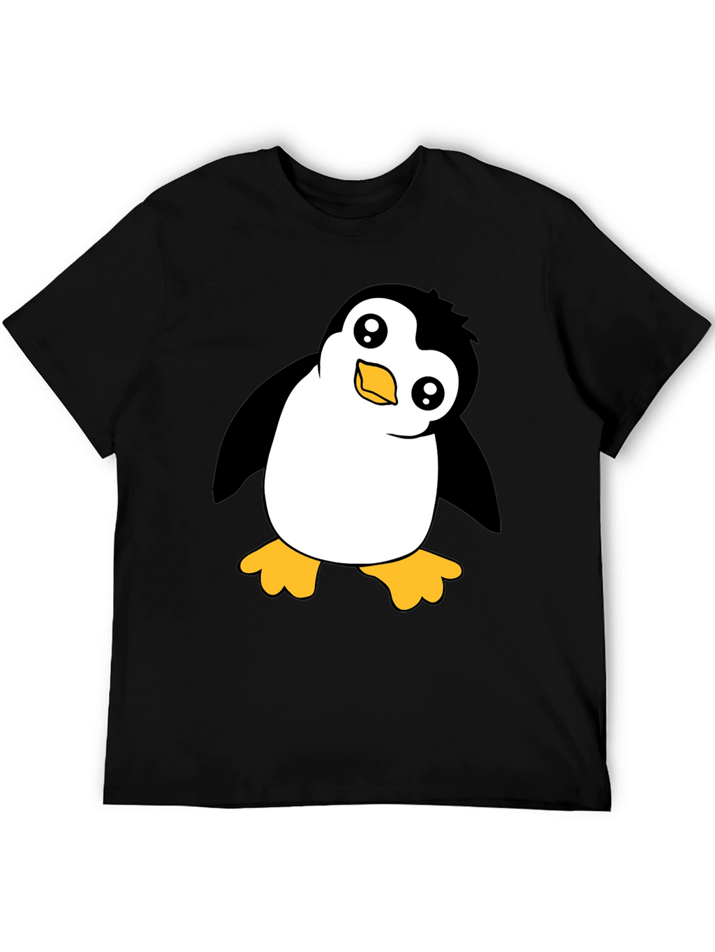 Cute Penguin Graphic Black T-Shirt