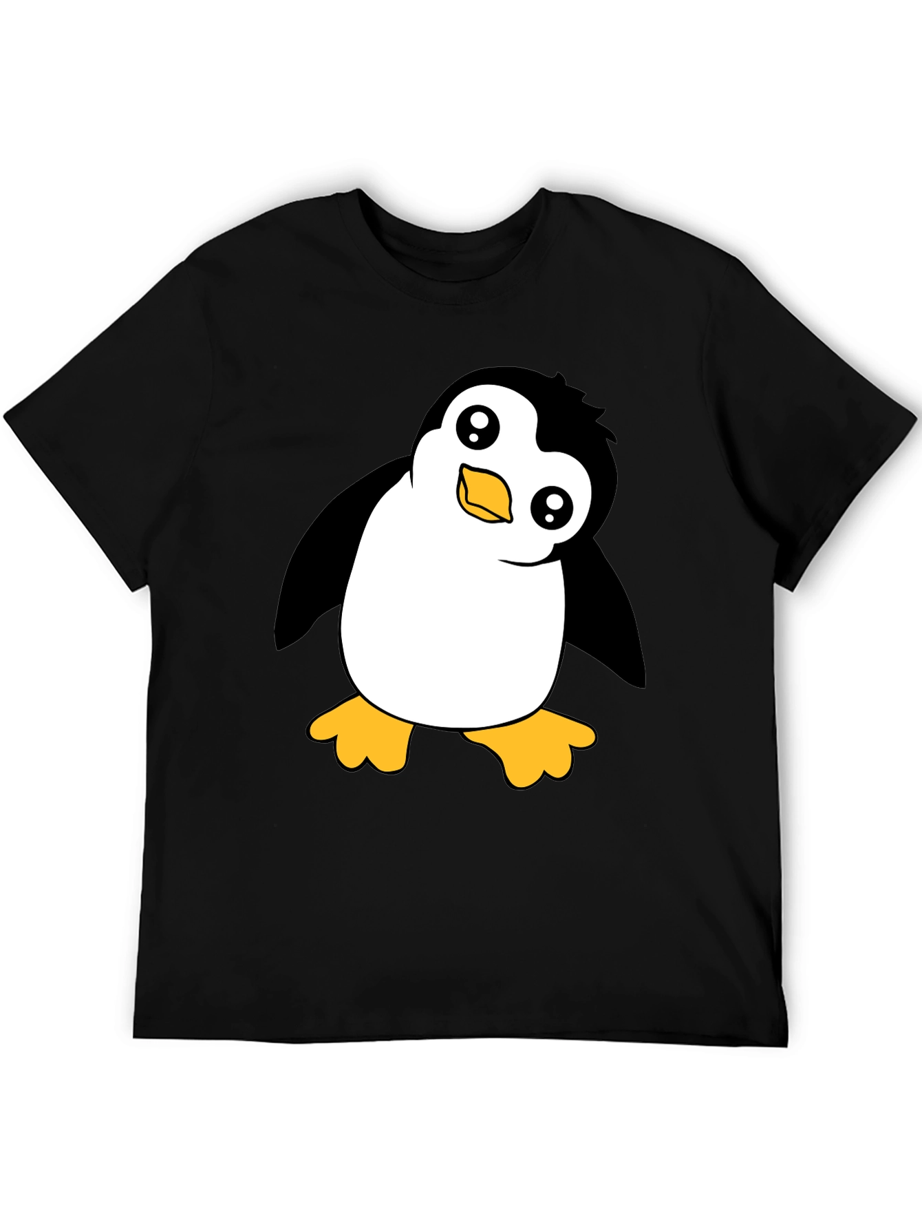 Cute Penguin Graphic Black T-Shirt