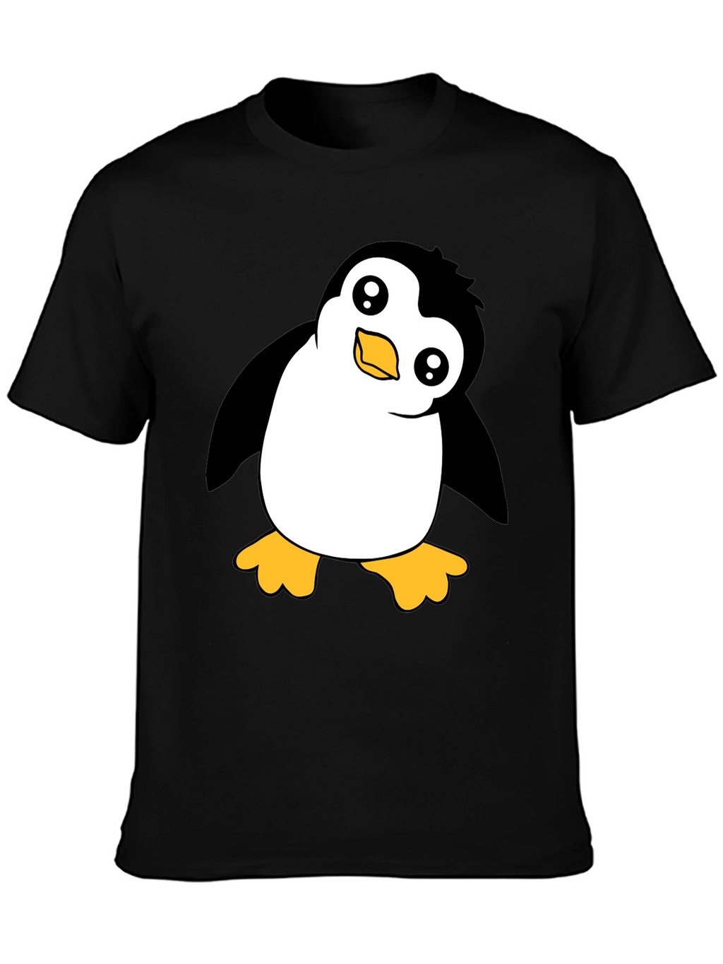 Cute Penguin Graphic Black T-Shirt