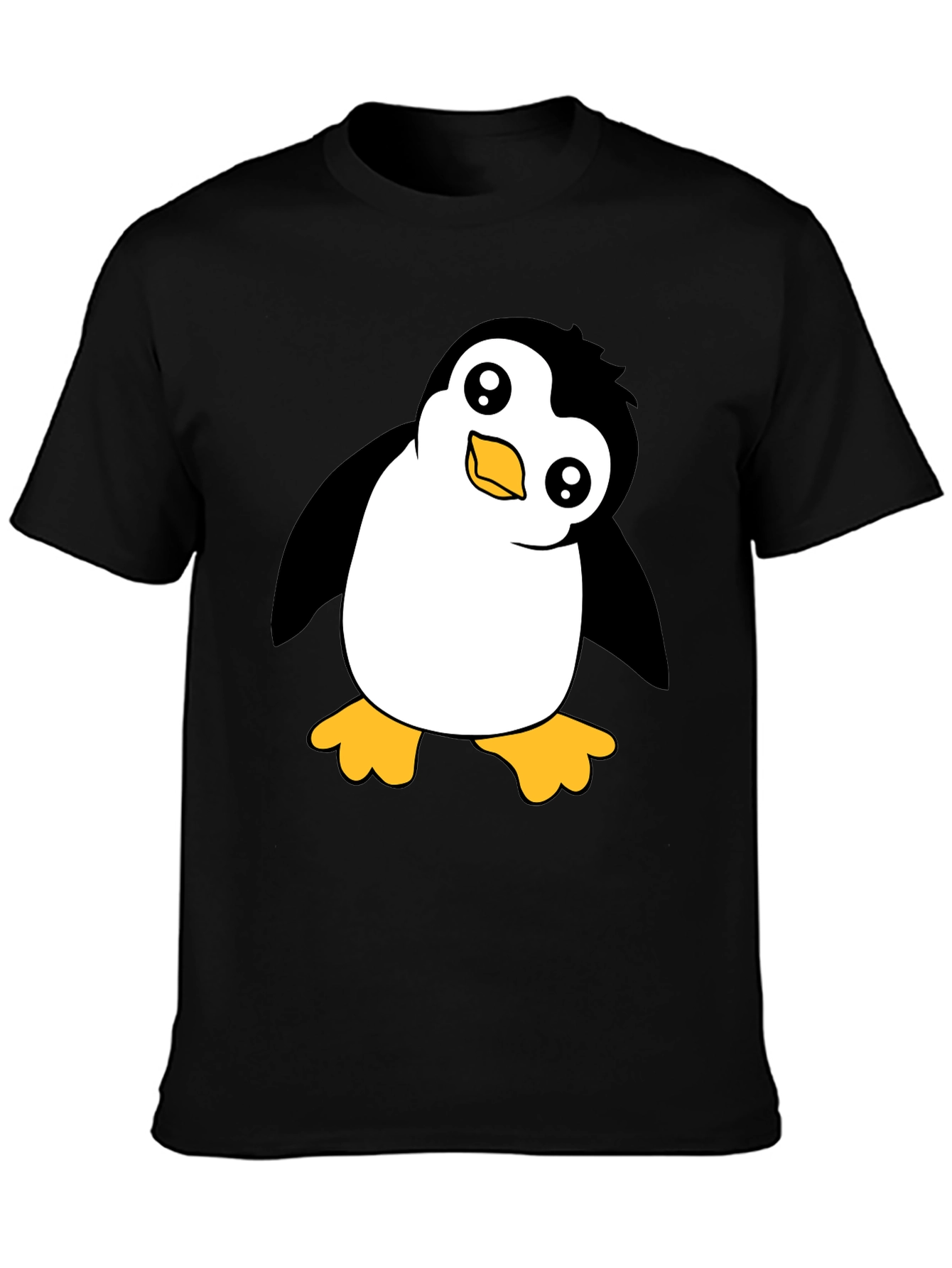 Cute Penguin Graphic Black T-Shirt