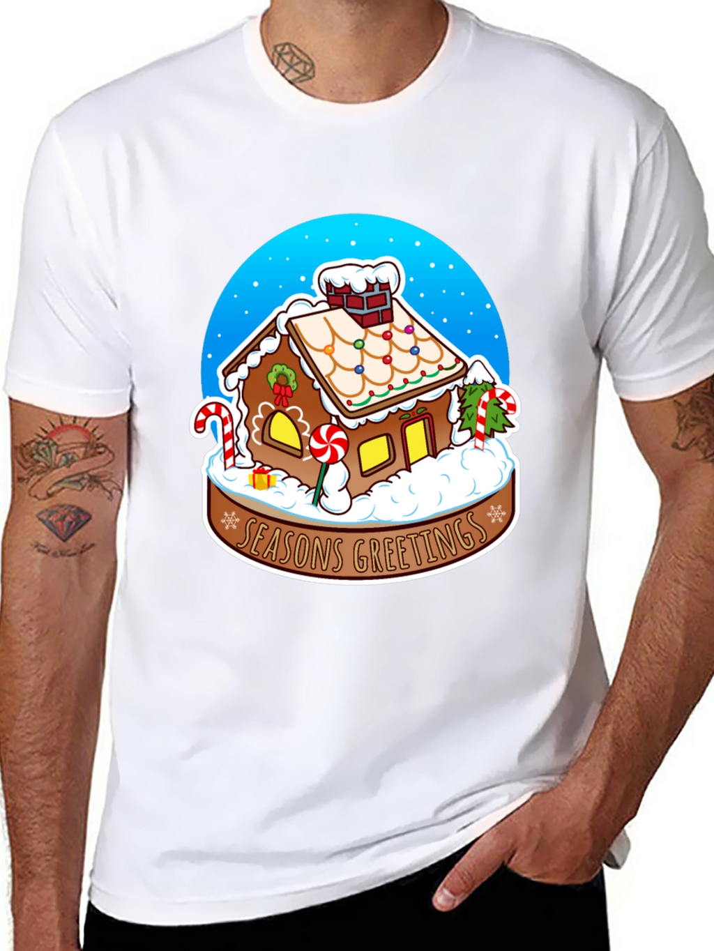 Seasons Greetings Gingerbread House Graphic Tee