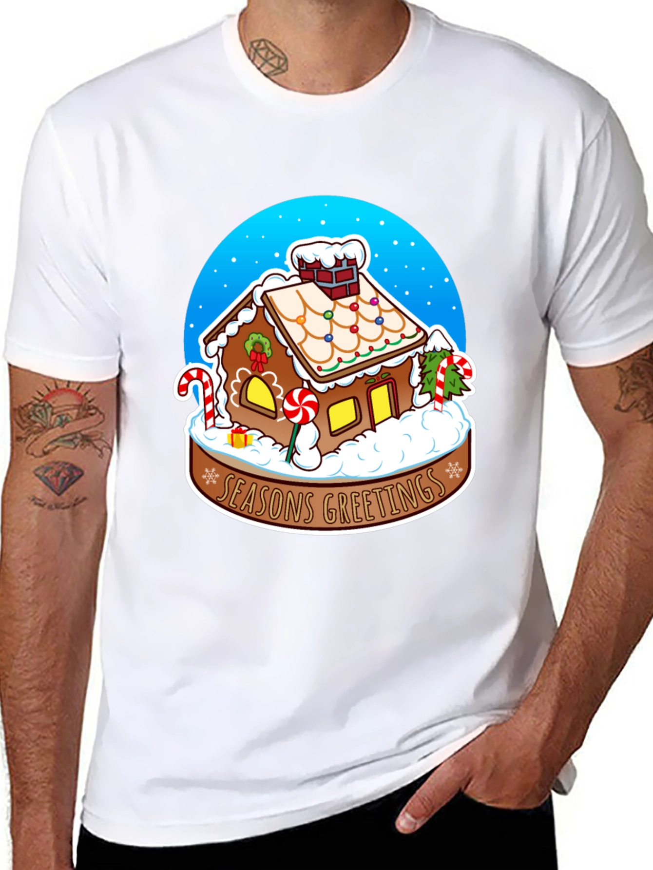 Seasons Greetings Gingerbread House Graphic Tee