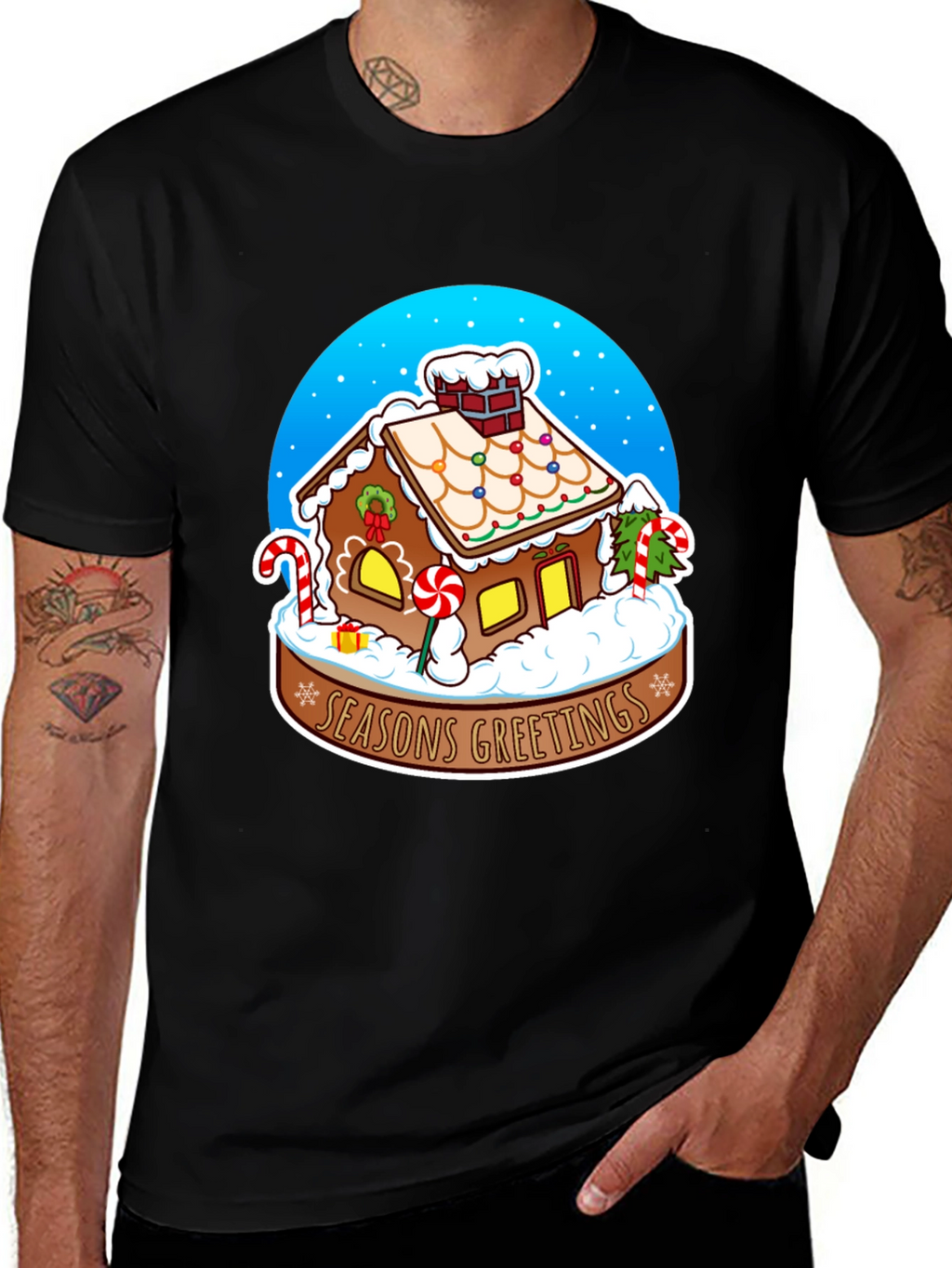 Seasons Greetings Gingerbread House Graphic Tee