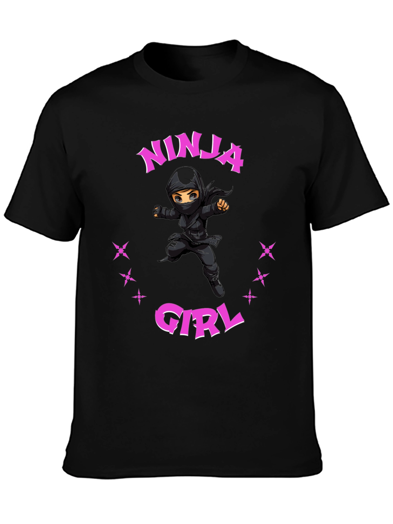 Ninja Girl Graphic Tee - Black Cotton Blend