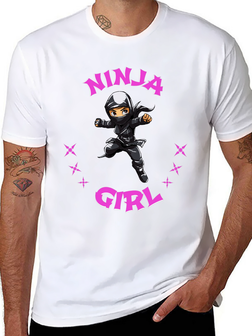 Ninja Girl Graphic Tee - Black Cotton Blend
