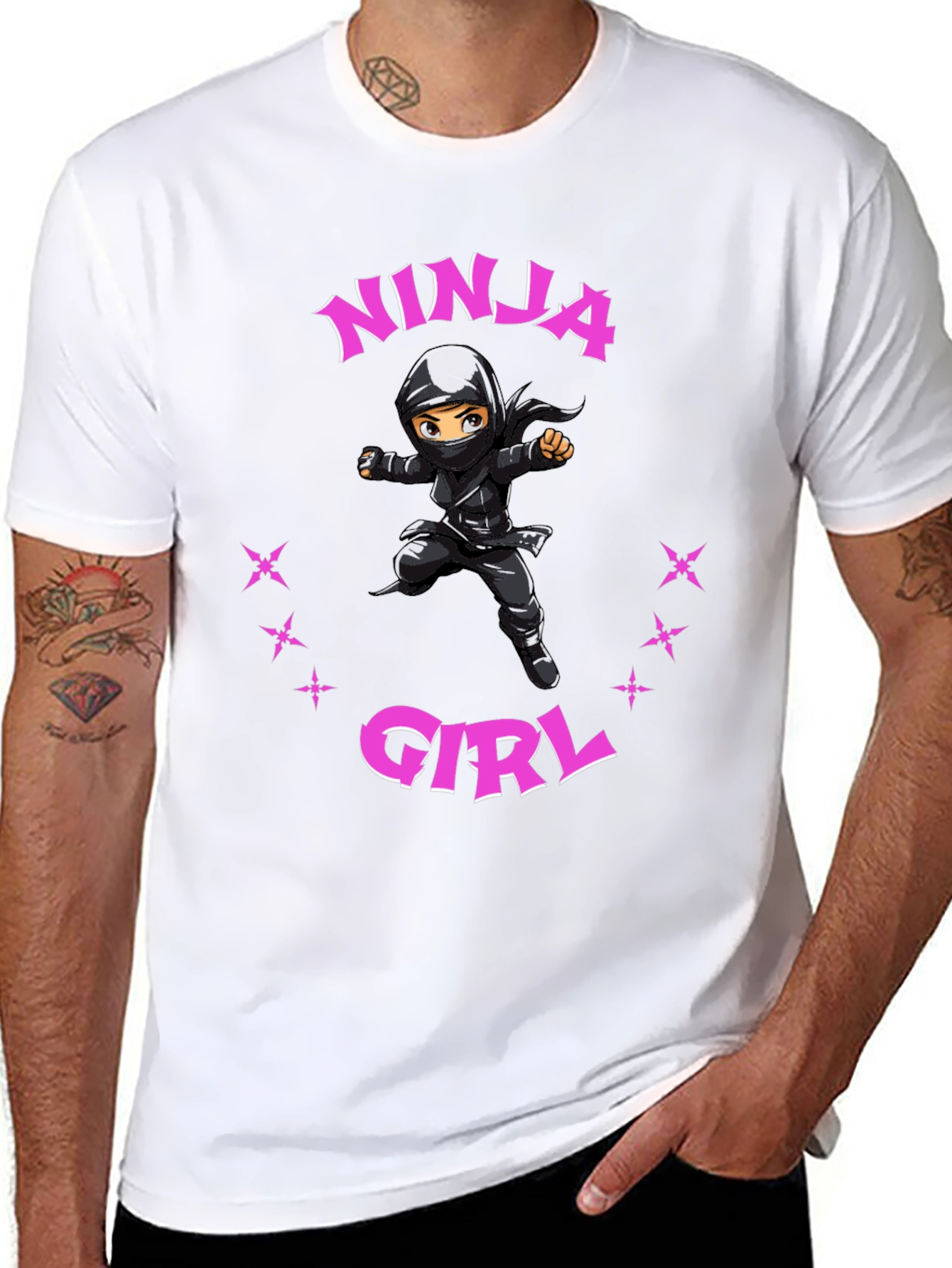 Ninja Girl Graphic Tee - Black Cotton Blend
