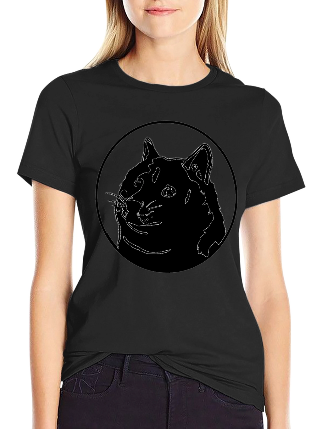 Doge Outline Black T-Shirt