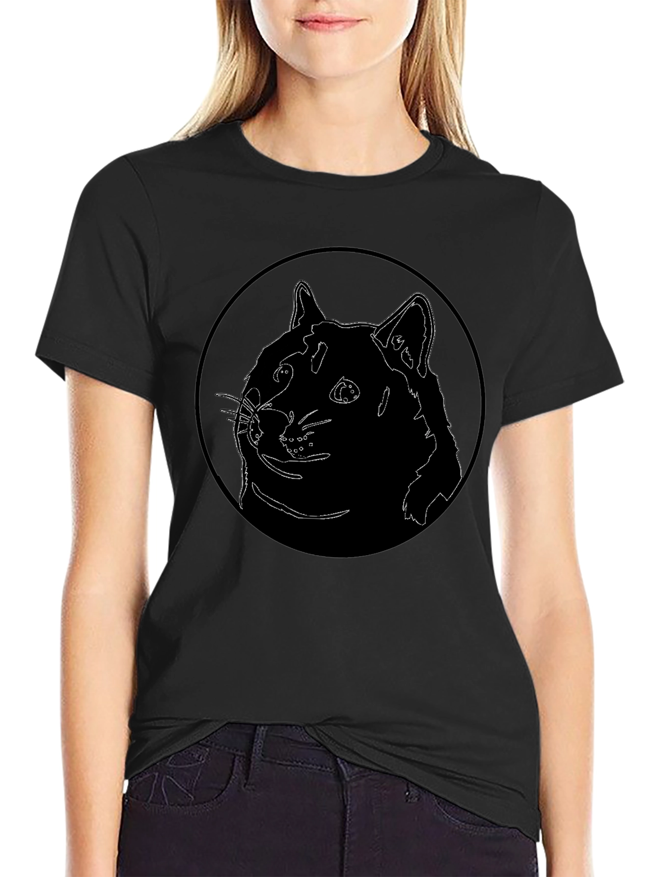 Doge Outline Black T-Shirt