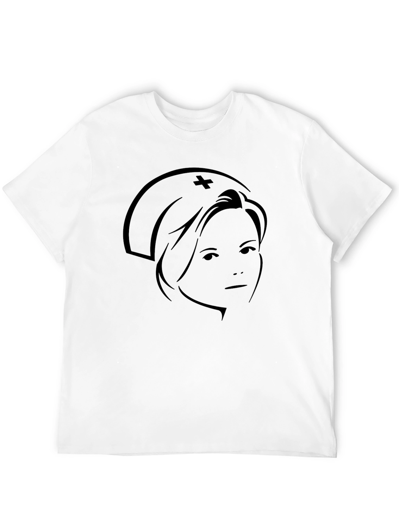 Nurse Silhouette Graphic Tee - Black Cotton T-Shirt