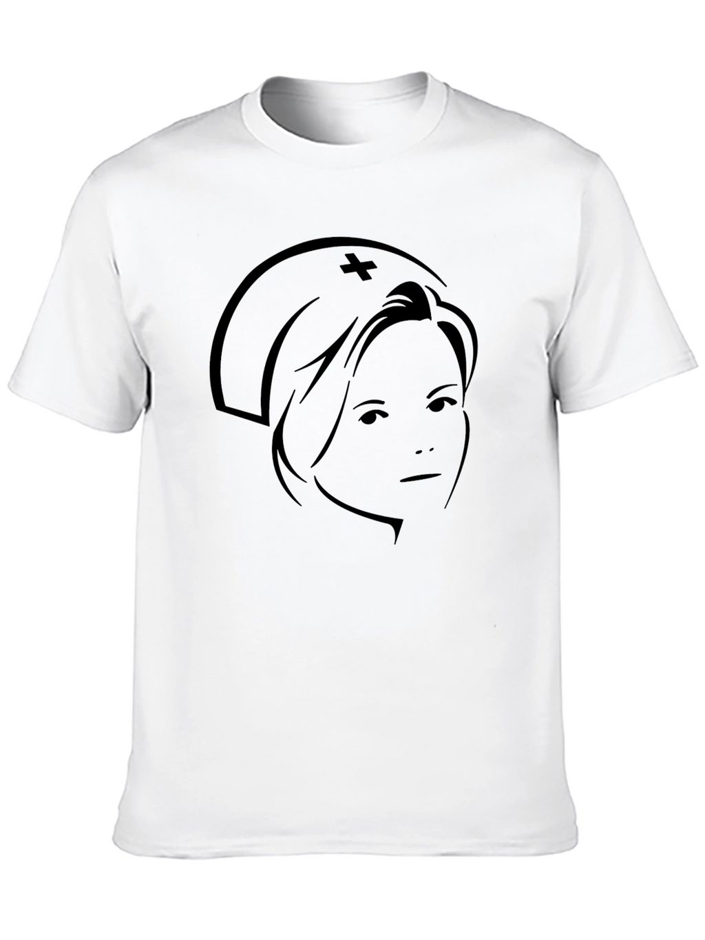 Nurse Silhouette Graphic Tee - Black Cotton T-Shirt