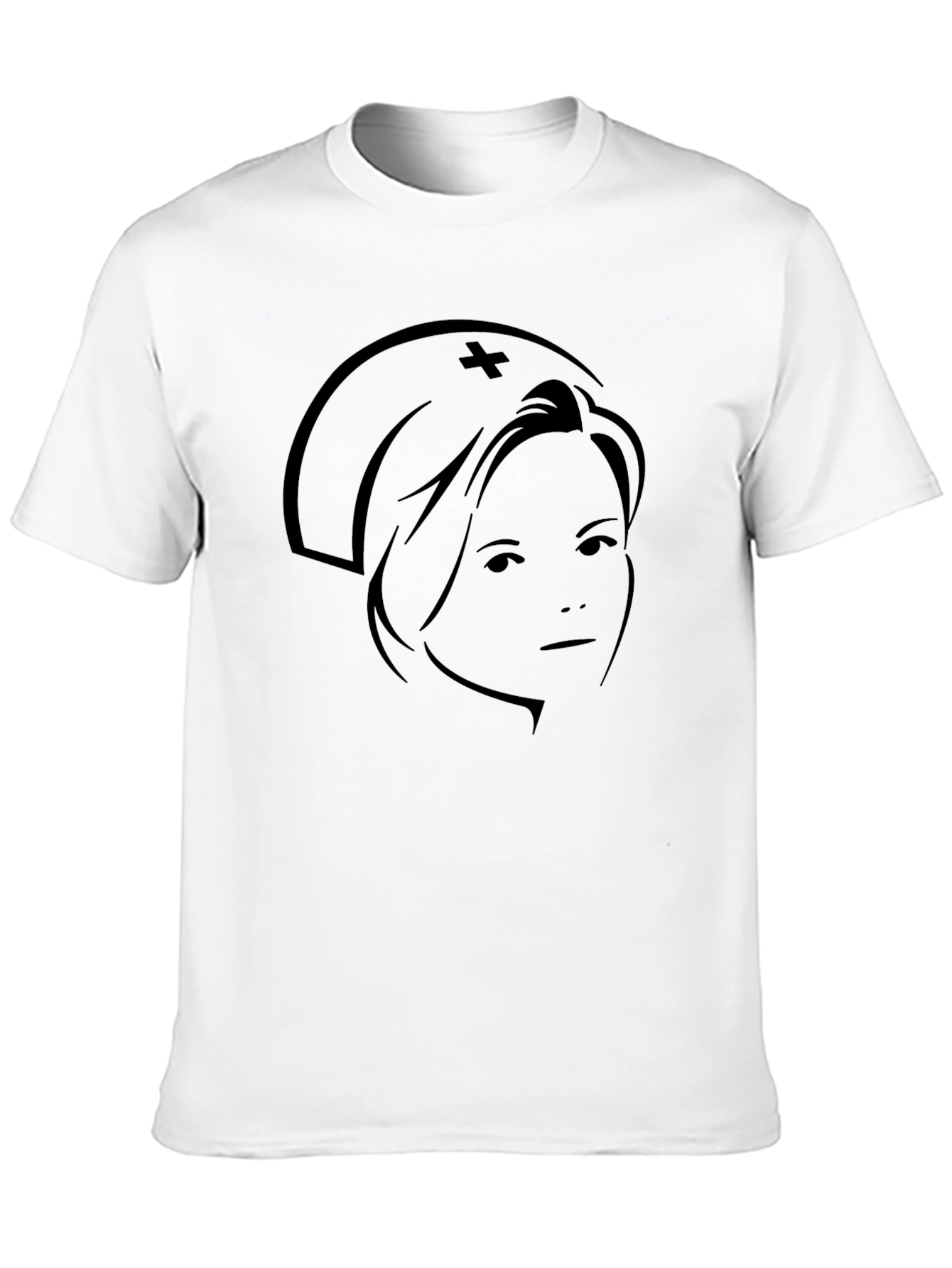 Nurse Silhouette Graphic Tee - Black Cotton T-Shirt