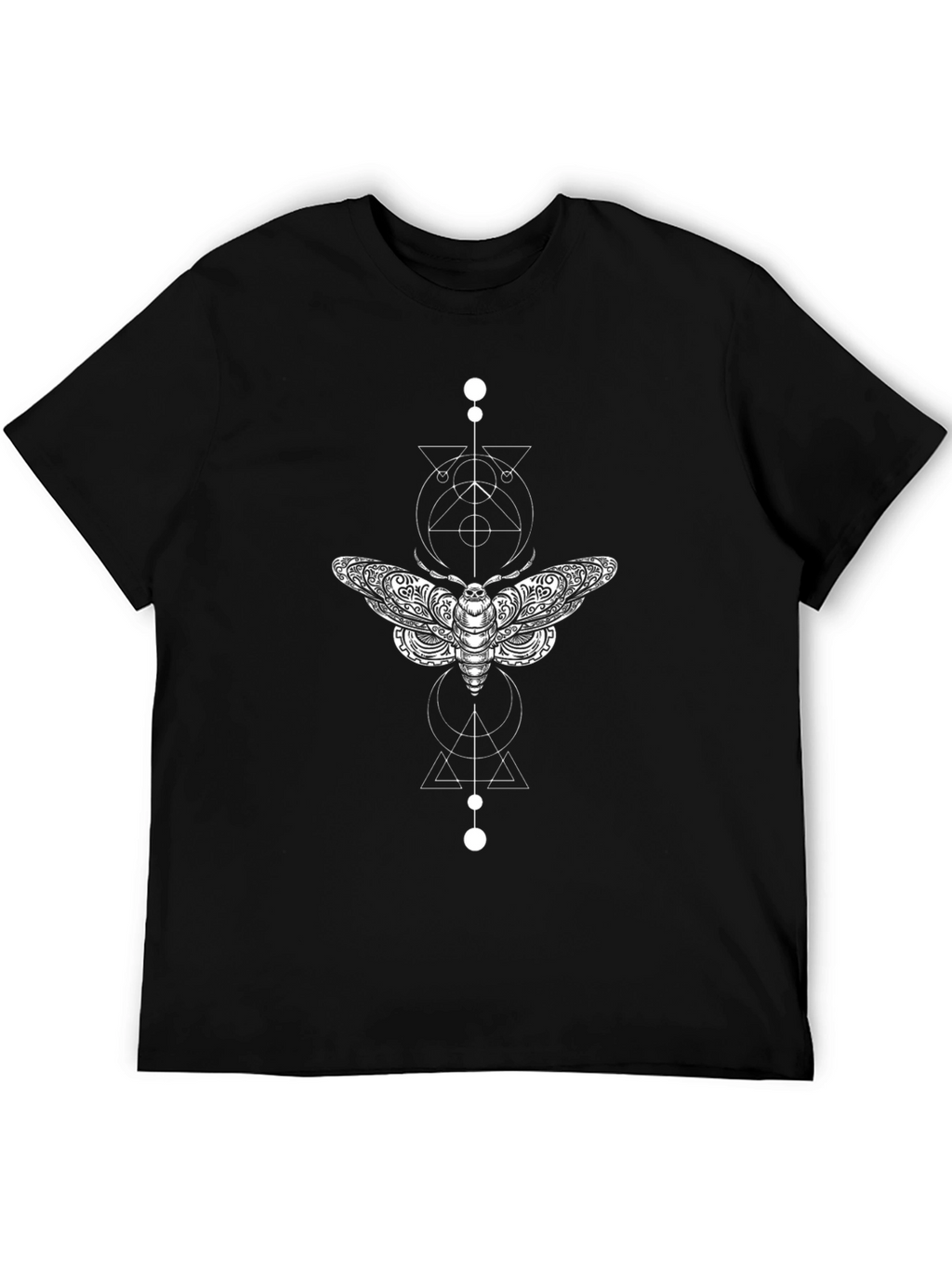 Geometric Moth Graphic Tee - Modern Black T-Shirt