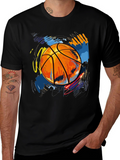 Basketball Graphic Print Tee - Black