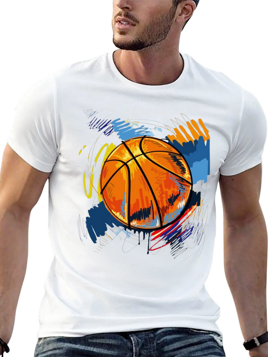 Basketball Graphic Print Tee - Black