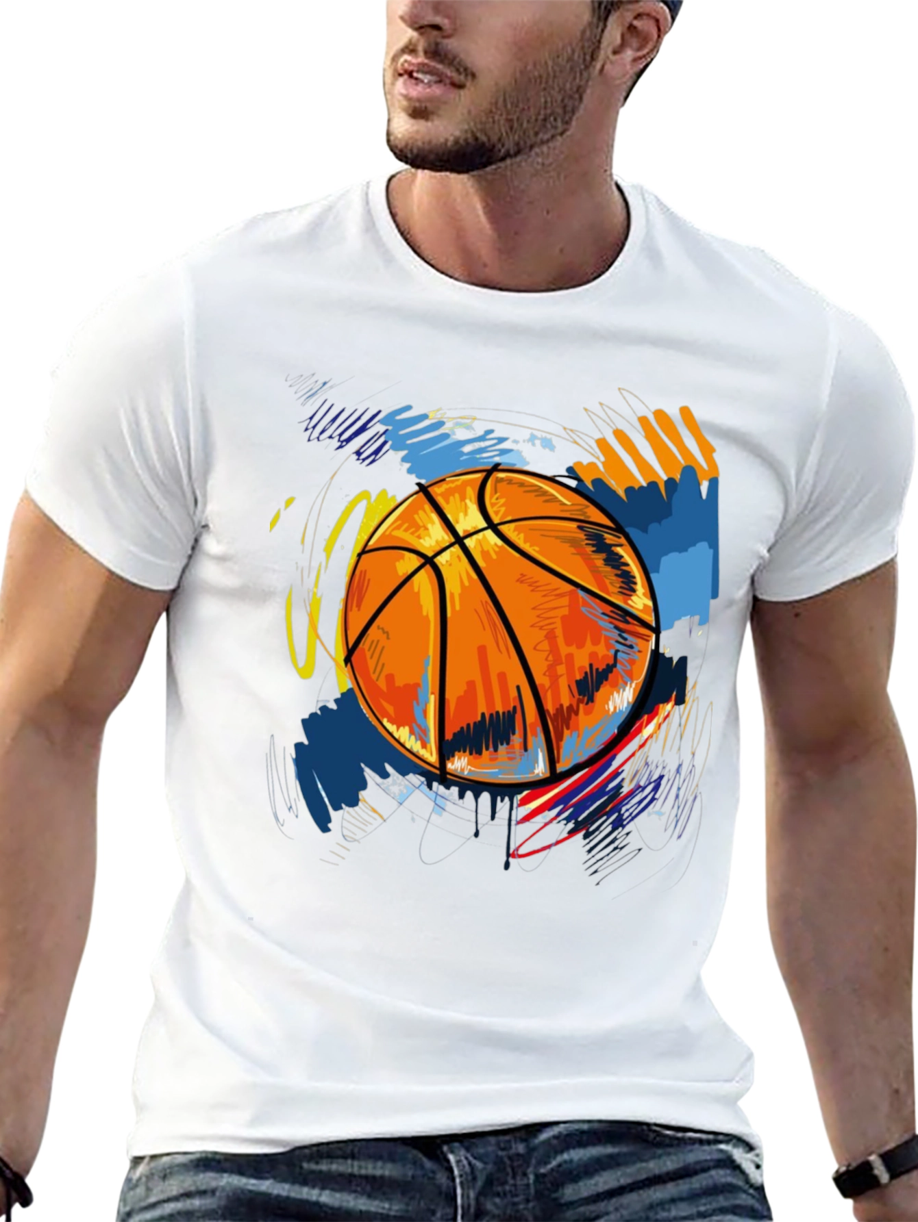 Basketball Graphic Print Tee - Black