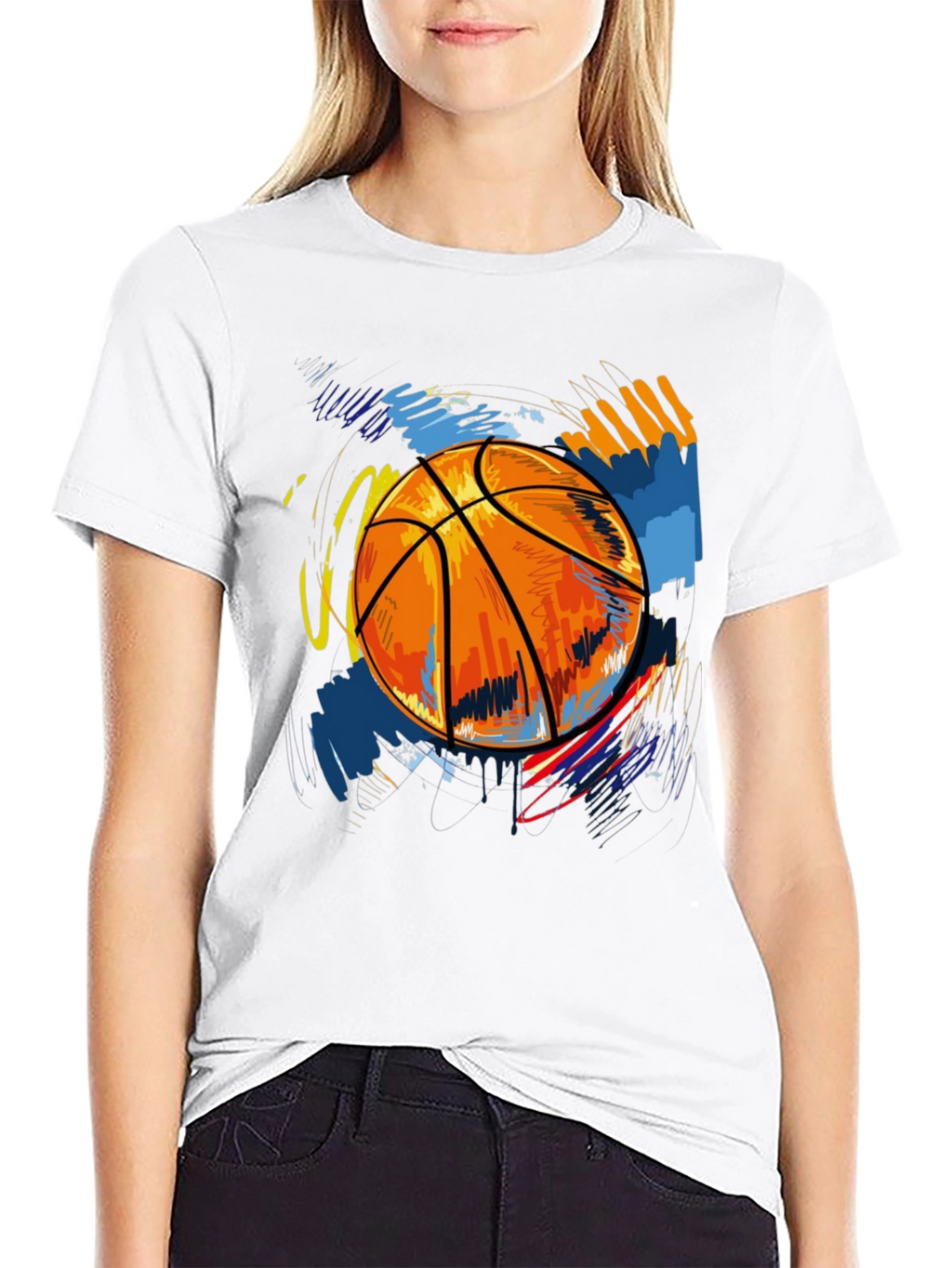 Basketball Graphic Print Tee - Black