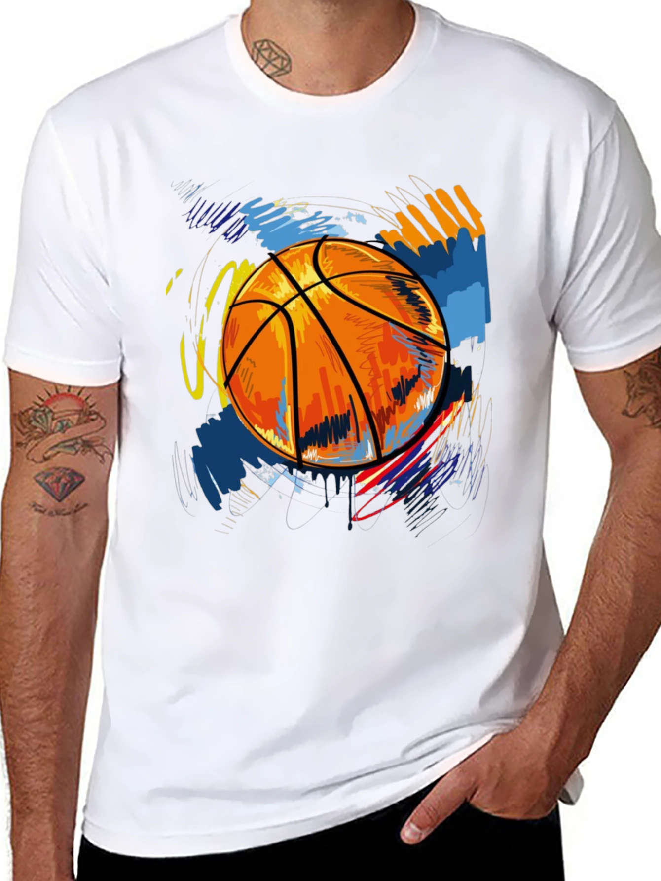 Basketball Graphic Print Tee - Black