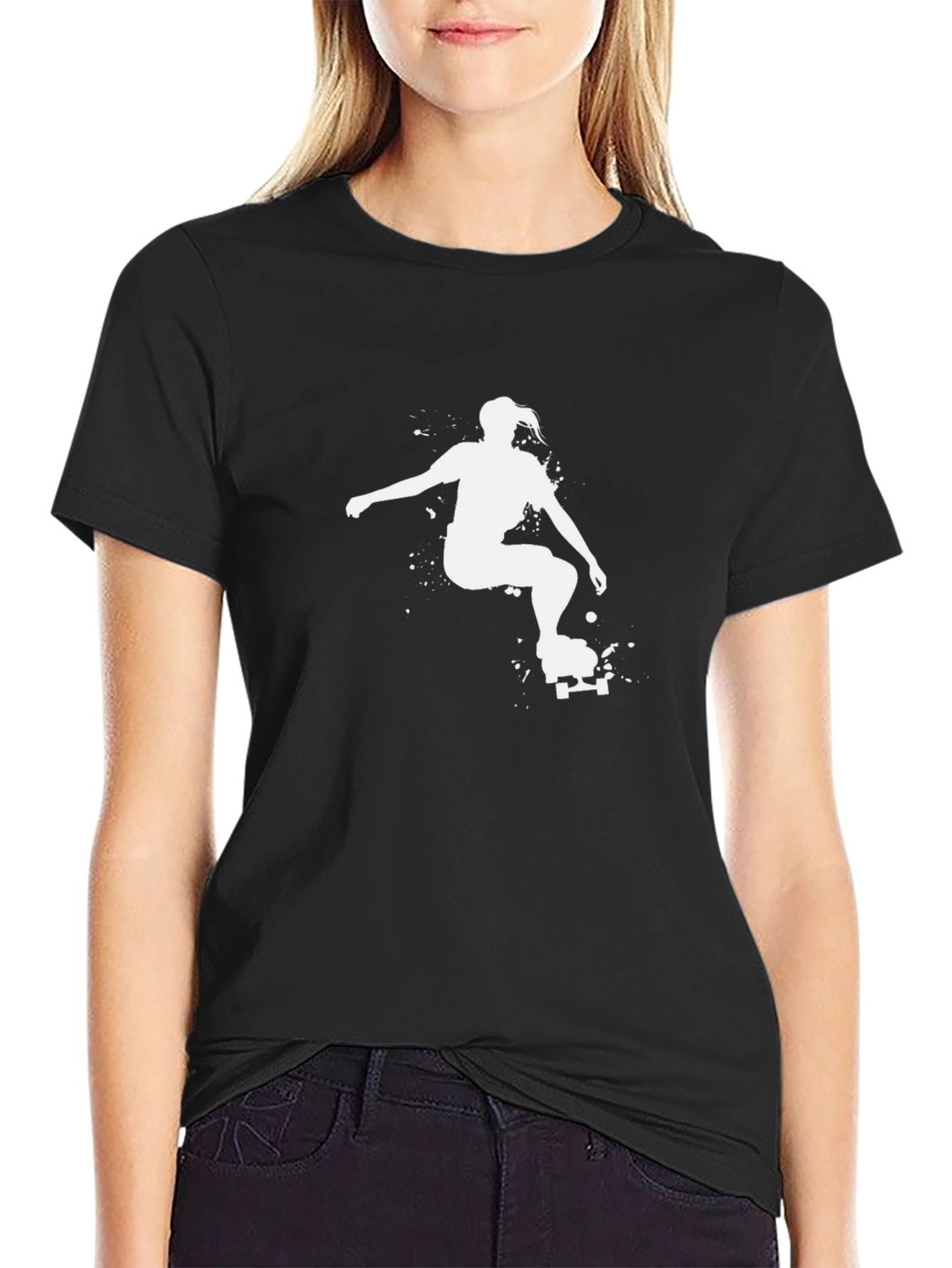 Skateboarder Graphic Tee - Stylish Black Cotton T-Shirt