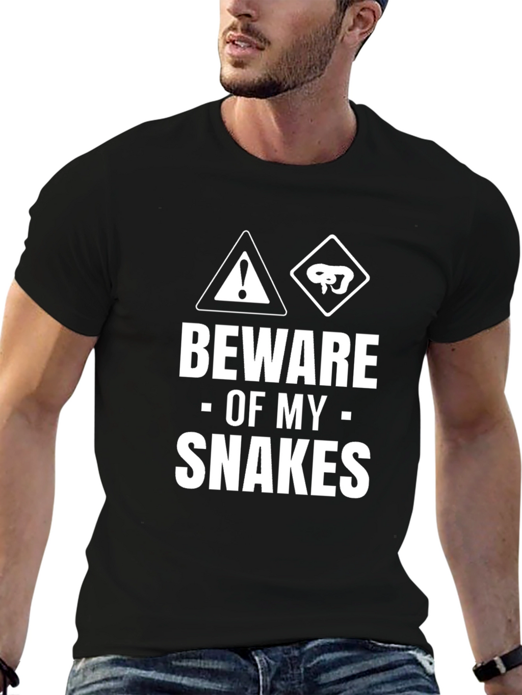 Beware of My Snakes Mens Black T-Shirt