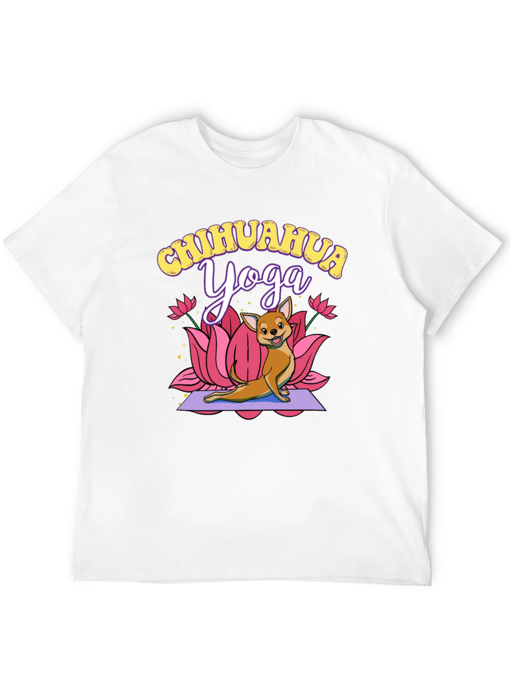Chihuahua Yoga Graphic Tee - Black Cotton T-Shirt