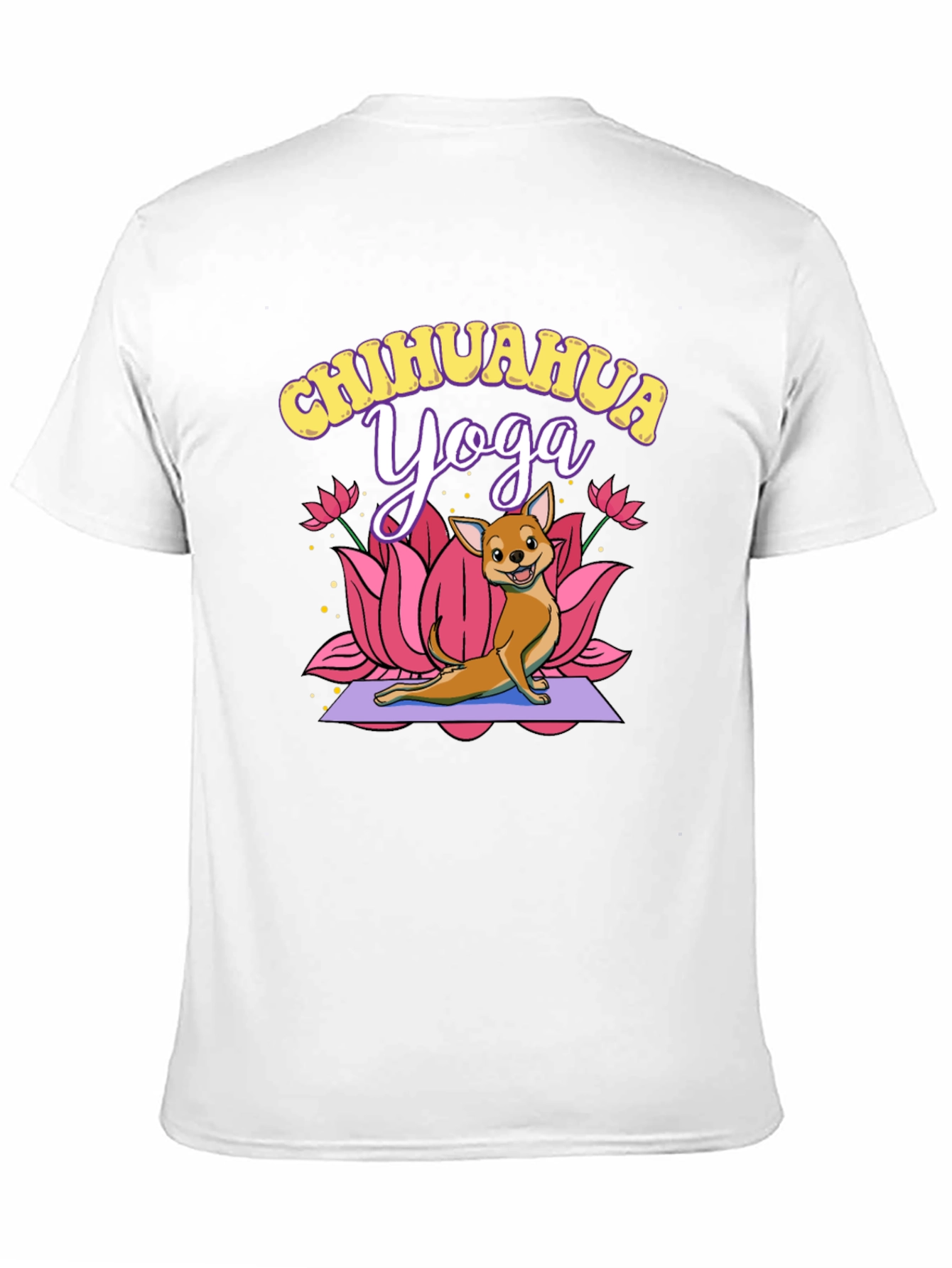 Chihuahua Yoga Graphic Tee - Black Cotton T-Shirt