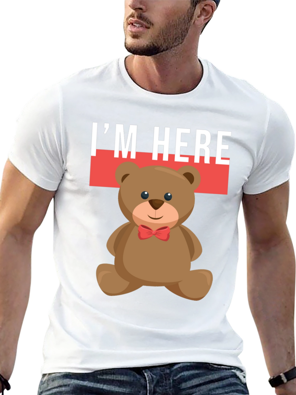 Im Here Teddy Bear Graphic Tee