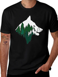Wolf & Forest Graphic Print Mens Black T-Shirt