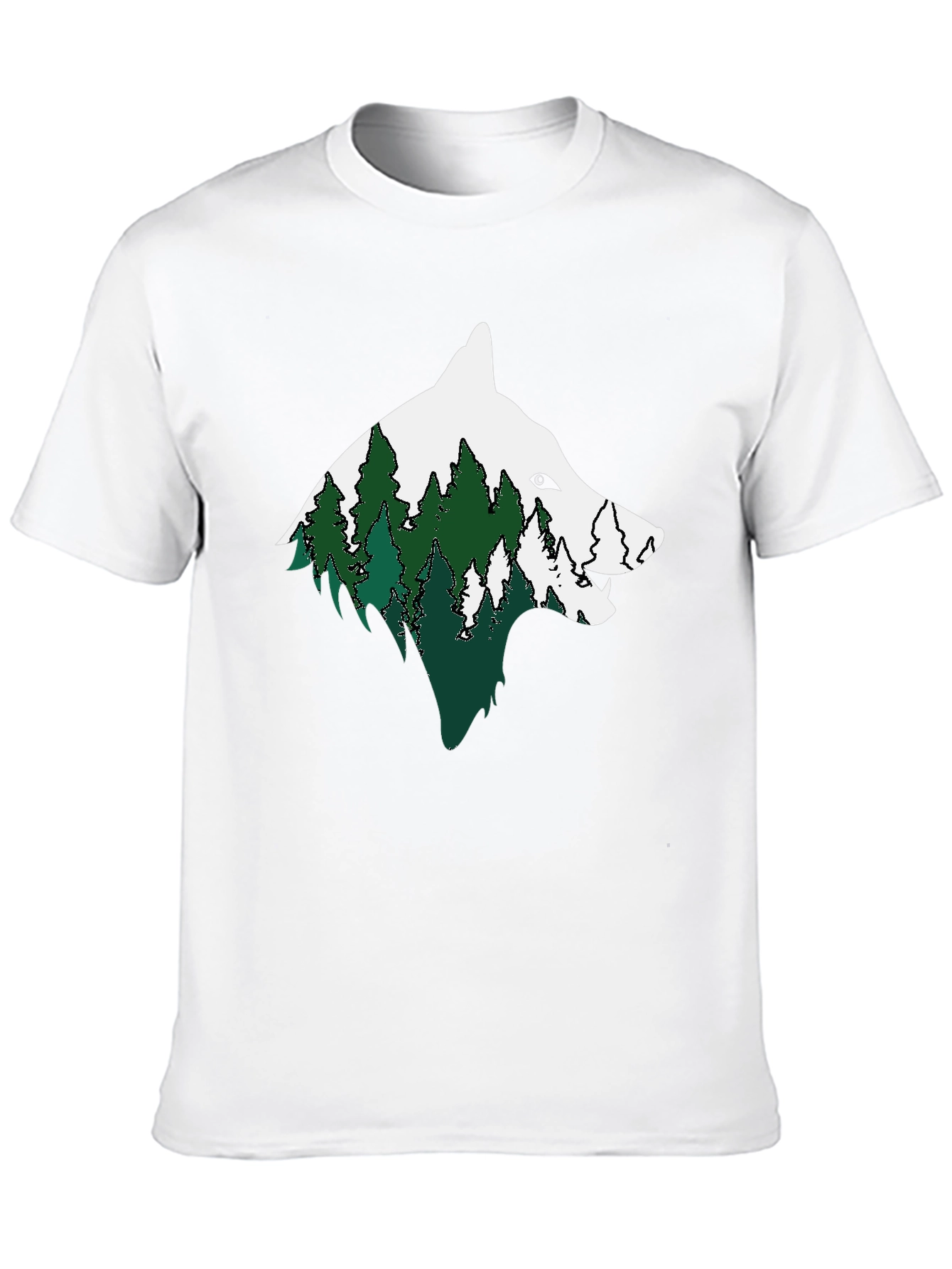 Wolf & Forest Graphic Print Mens Black T-Shirt